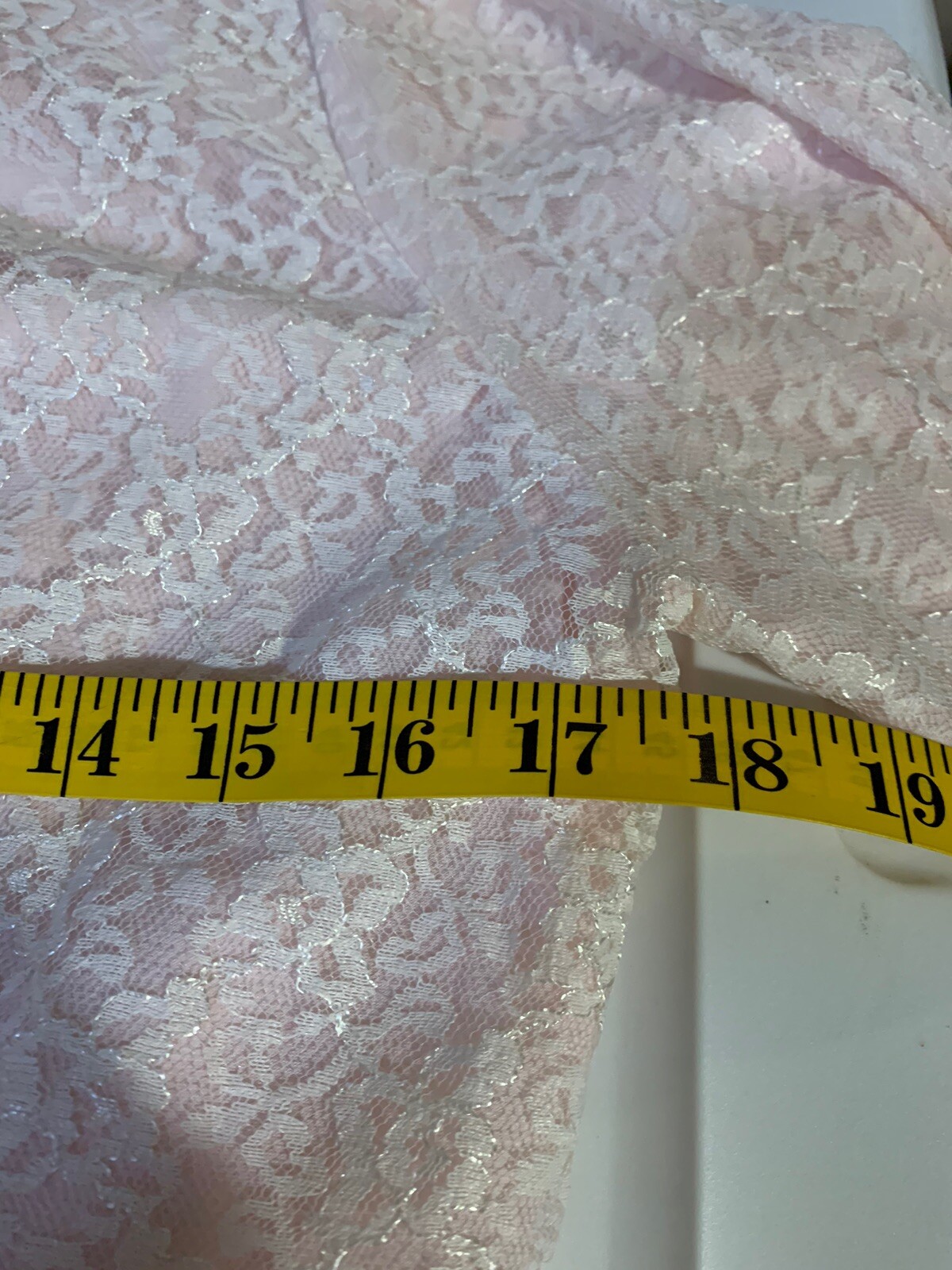 ❤️Vintage Bed Jacket M Pink Nylon Chiffon & Creamy Lace Mid Century 50s