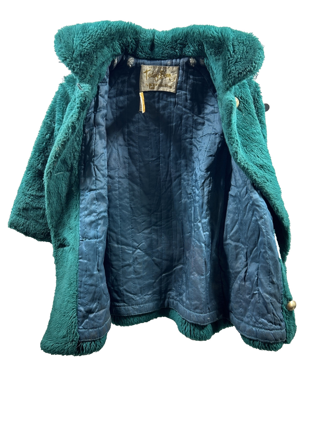 ​Vintage 1970s Teddy Bear by White Stag Green Faux Fur Coat Women&rsquo;s S
