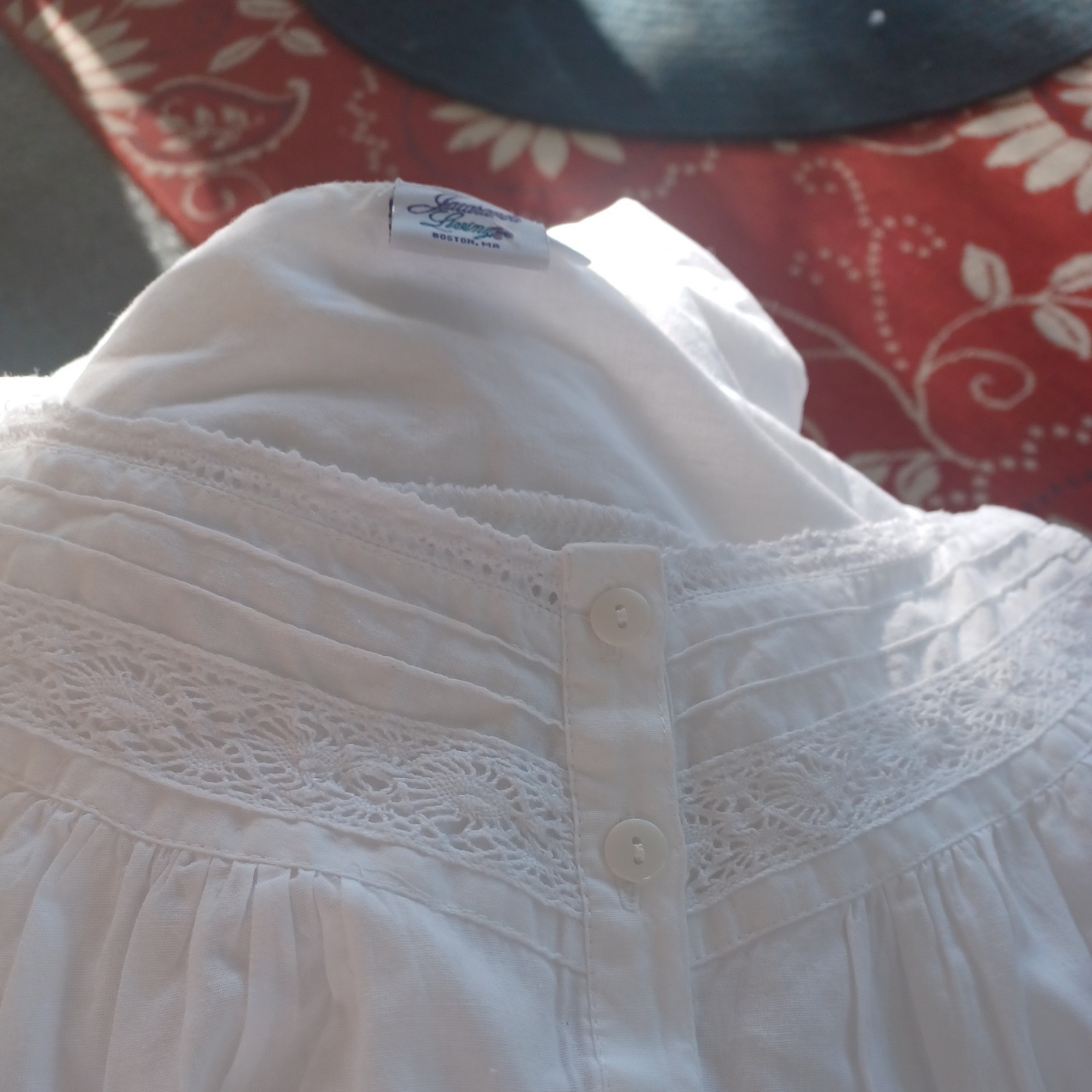 Jacaranda Living Beautiful White 95% Cotton Nightgown Made In USA Boston MA 2X