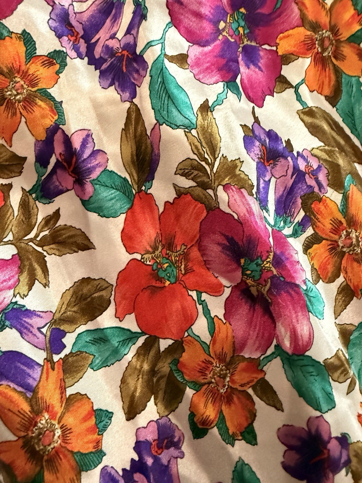 Vintage California Dynasty Polyester Satin M Floral Camisole Cami Tank USA 1980s