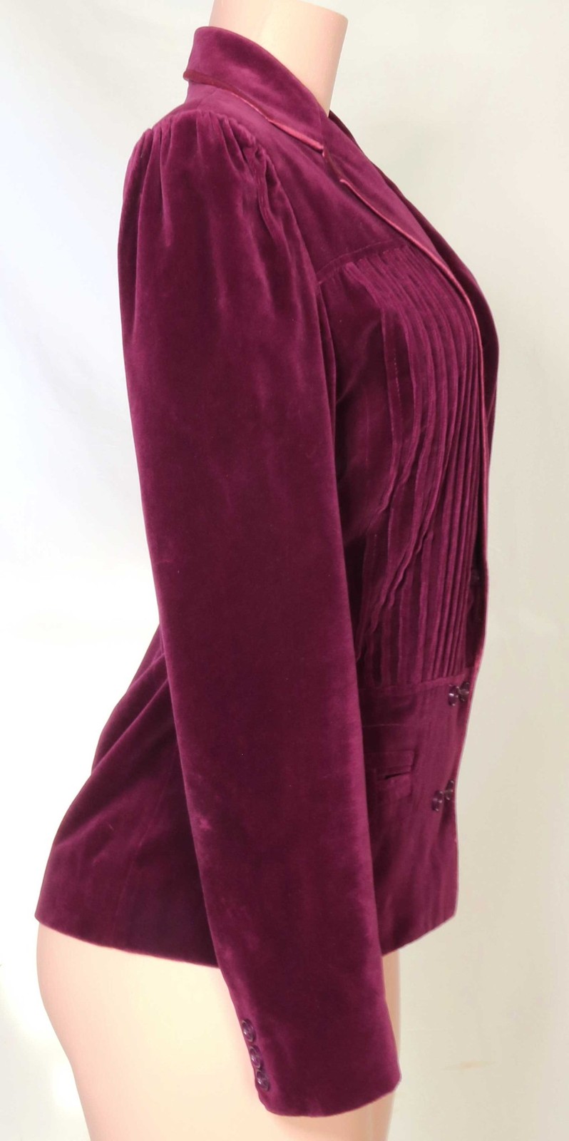 Vintage Ted Lapidus Haute Couture Jacket Burgundy Red Pleated Velvet Satin 36/S