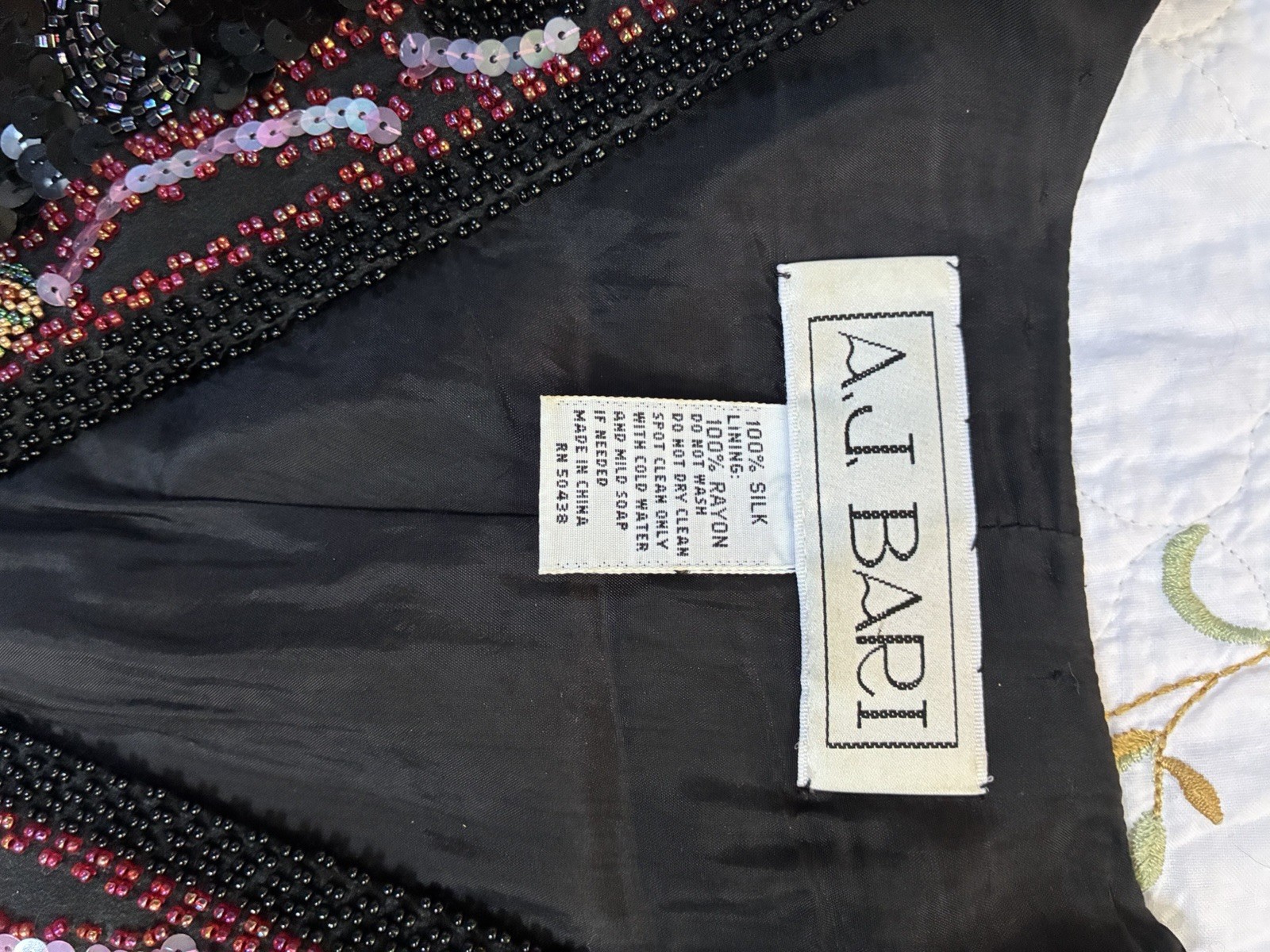 Vntg ‘80s A.J. Bari Silk Beaded Sequin Cropped Bolero Jacket S MFormal Cocktail