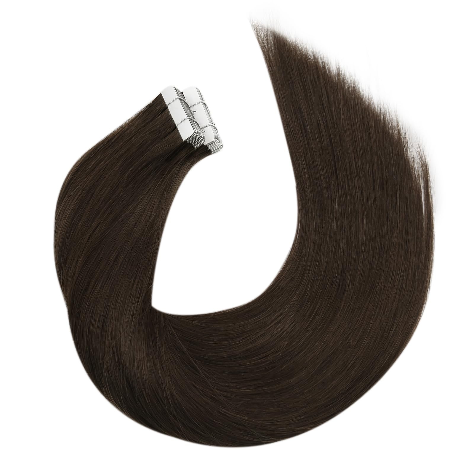 Moresoo 18&Prime; Dark Brown Seamless Remy Tape in Human Hair Extensions