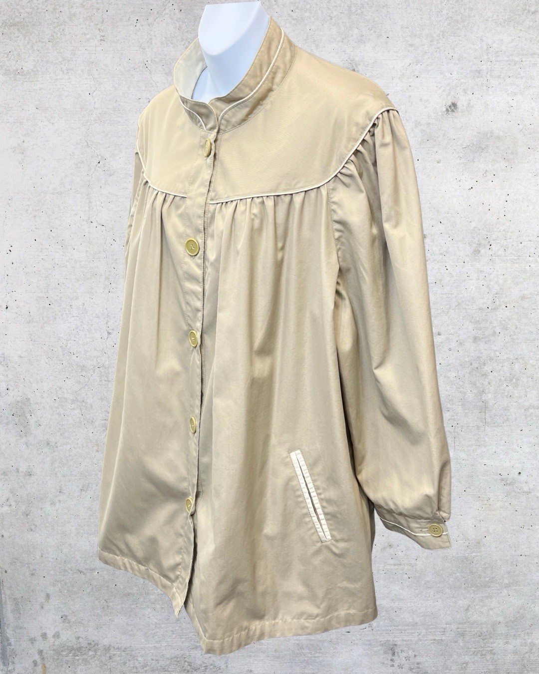 Vintage Misty Harbor Oversized Utility Coat Medium Neutral 80s 90s Lightweight