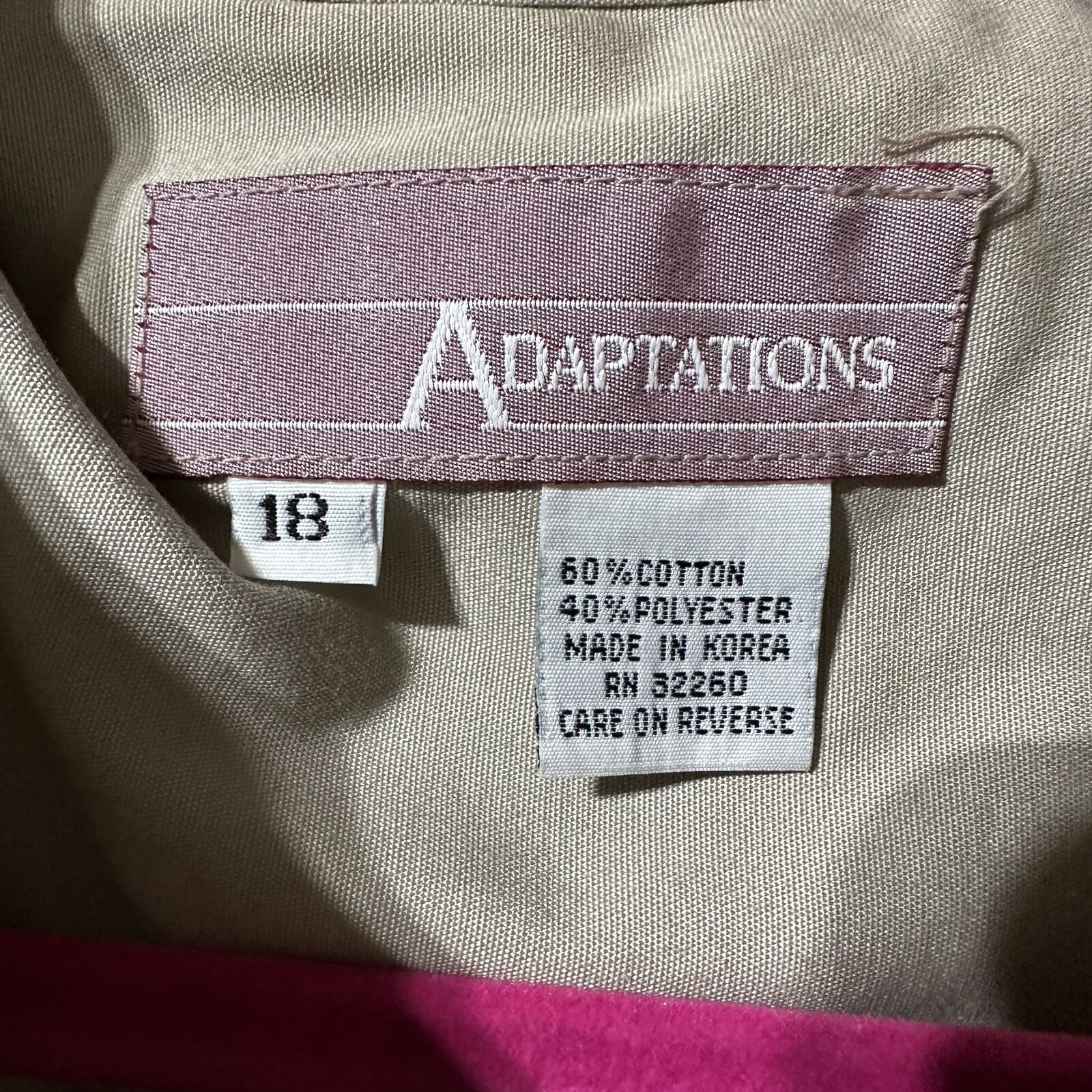 Vintage Adaptations Work Dress Uniform Beige Teal Button Front Tie Belt Size 18