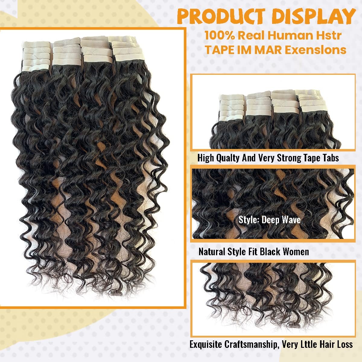 Deep Wave Tape in Human Hair Extensions for Black Women – Curly, Remy, Invisible
