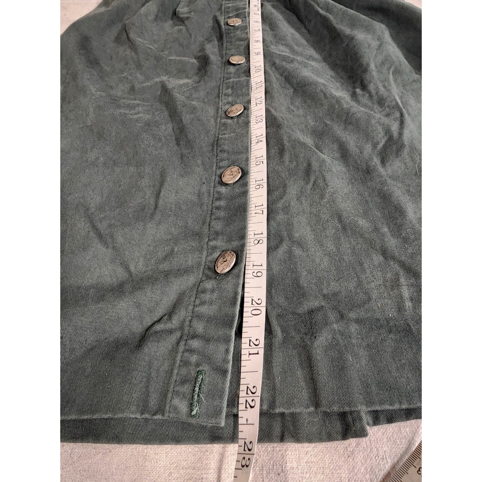 🌲VTG L.L. Bean Button Front Green Cotton Skirt A-Line 80s Gorpcore outdoors ✨️