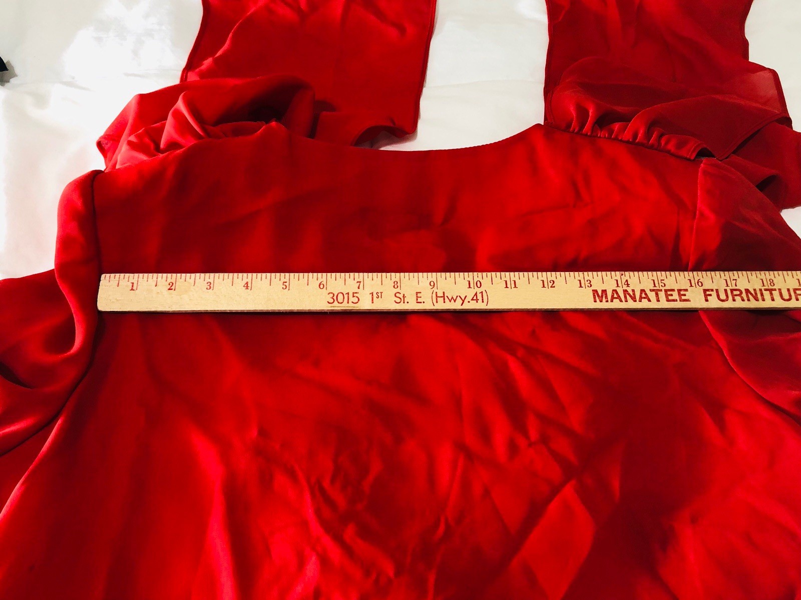 Vintage Lori Max Red Sequins Shoulder Pads V Nick Draped Rear Flowing Scarf Ends