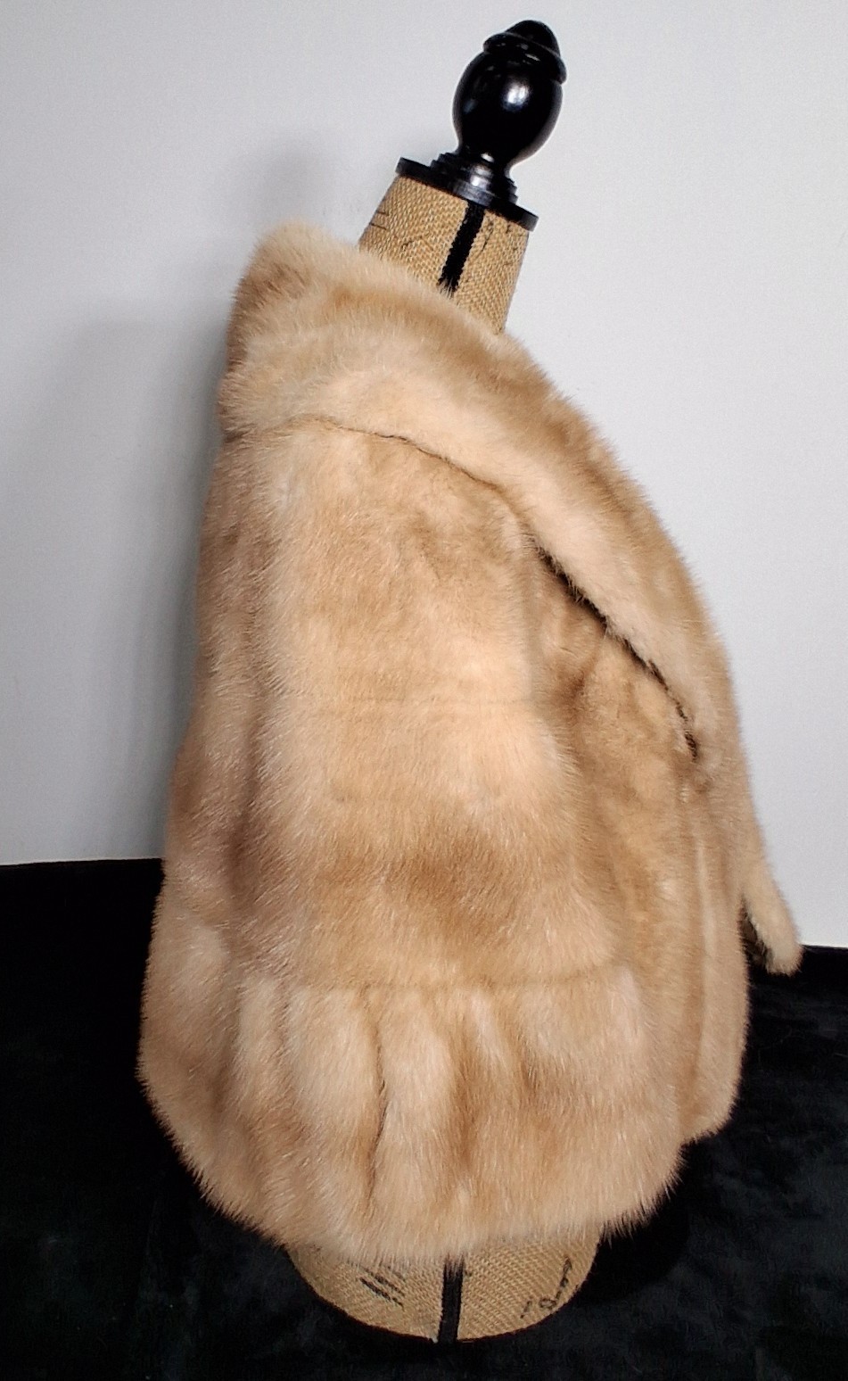 Vintage Custom Mink Fur Jacket Petite Small Shawl Collar Blonde Beige No Label