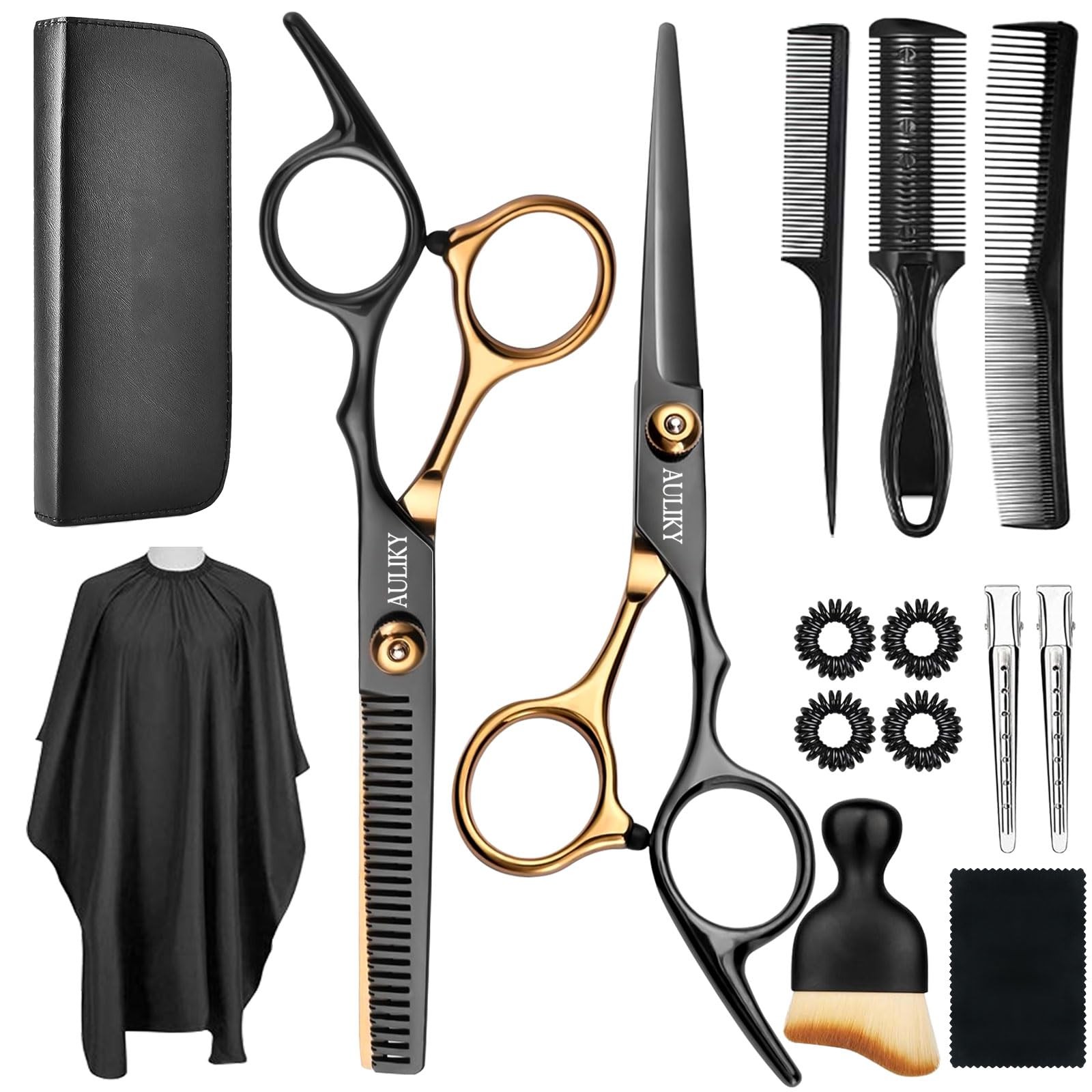 Hair Cutting Scissors Shears Kits 15 Pcs Professional Stainless Steel Hairdressi