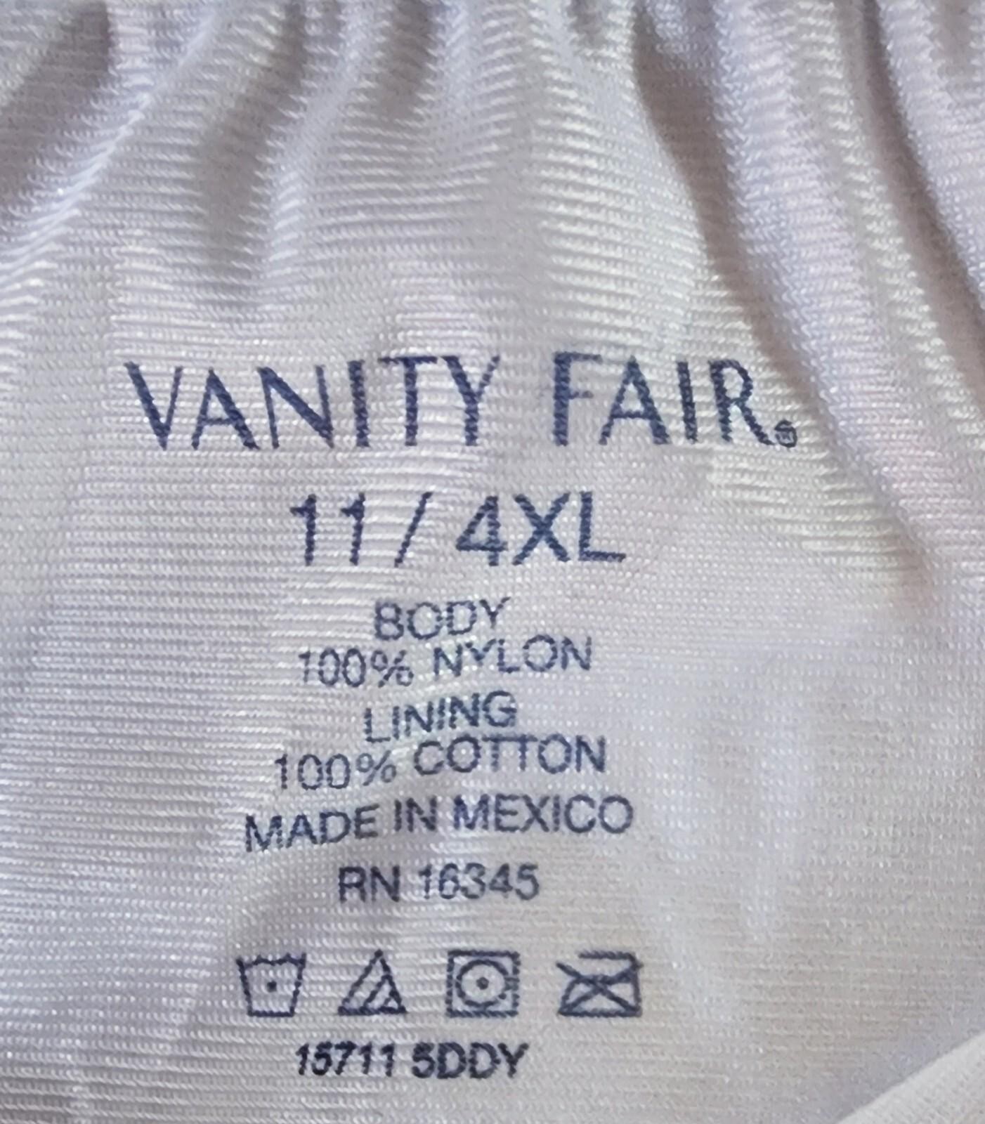 NWT Vanity Fair Size 11 / 4XL White Nylon Panty Brief Semi Sheer Cotton Lining