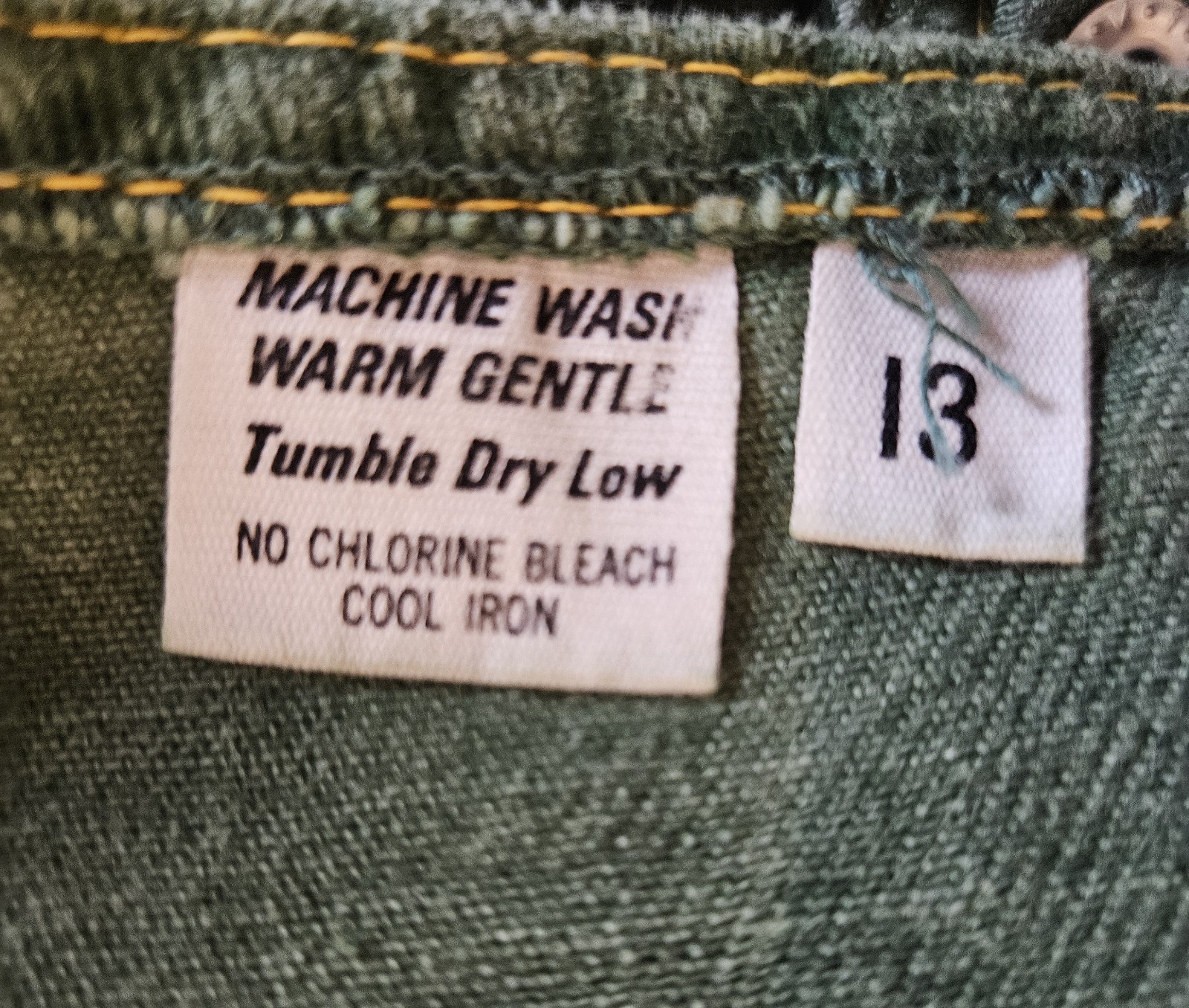 1970&rsquo;s Green Denim Halter Top Snaps Open Back Vintage Y2K Size 13