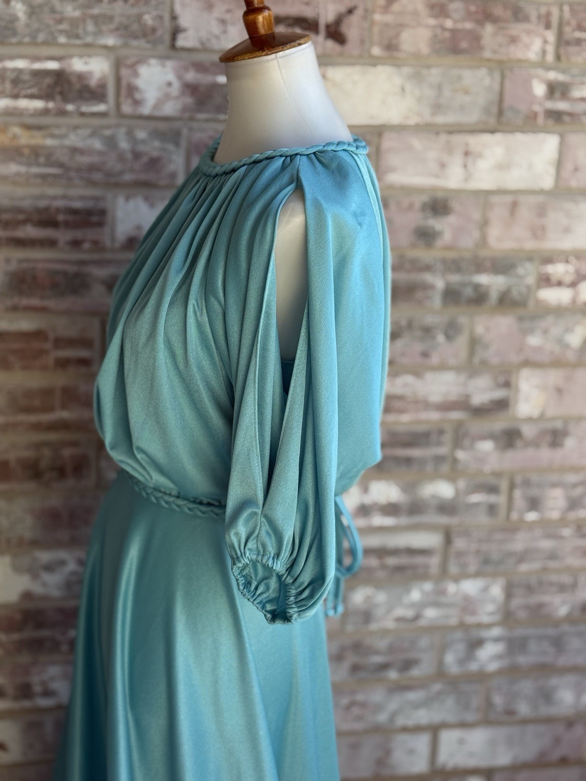 Vintage Bernie Bee New York Blue Evening Wear Dress Elegant Solid Blue Belt 10