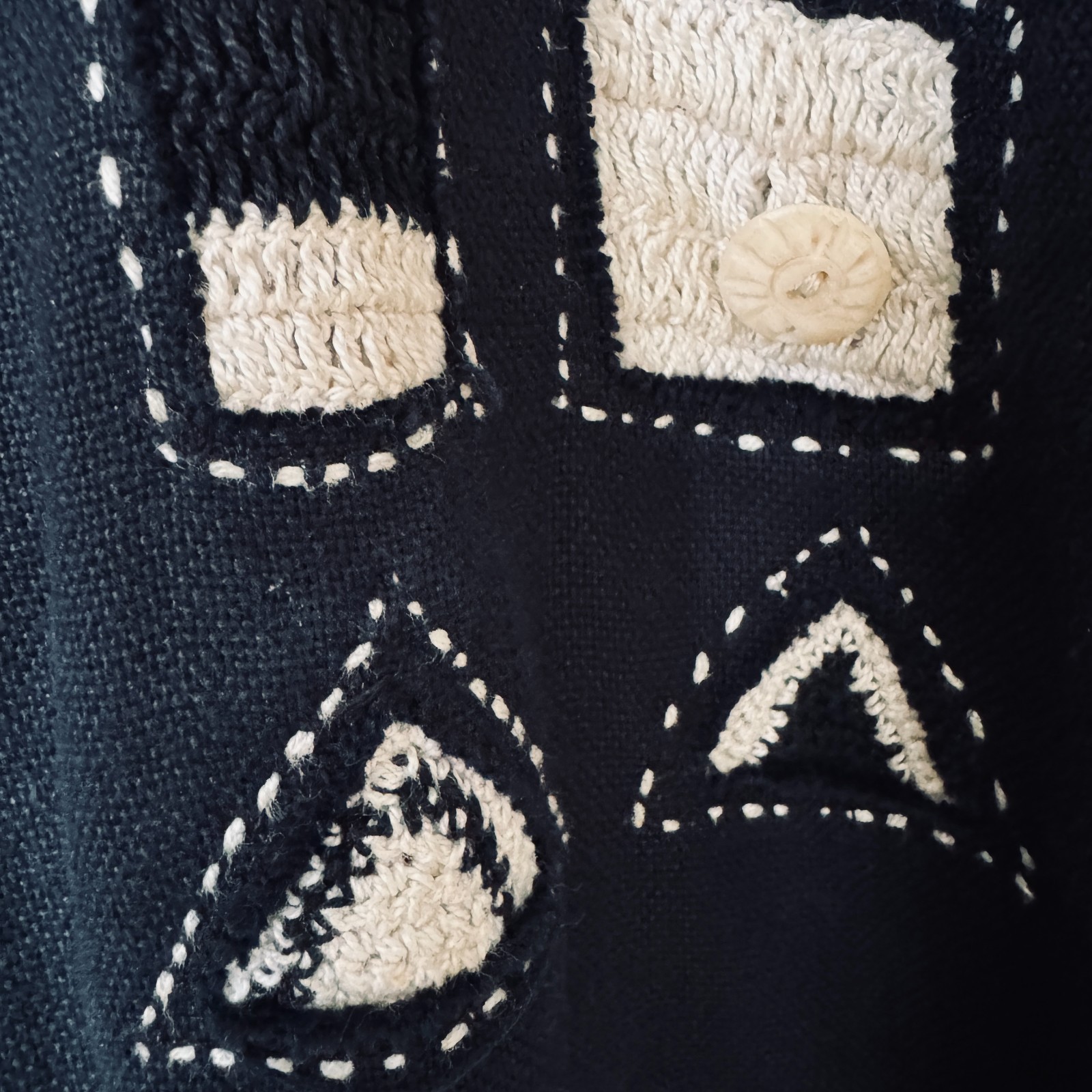 Vtg California Style Shacket Embroidered Crochet Linen Cotton Artsy Boho Relaxed