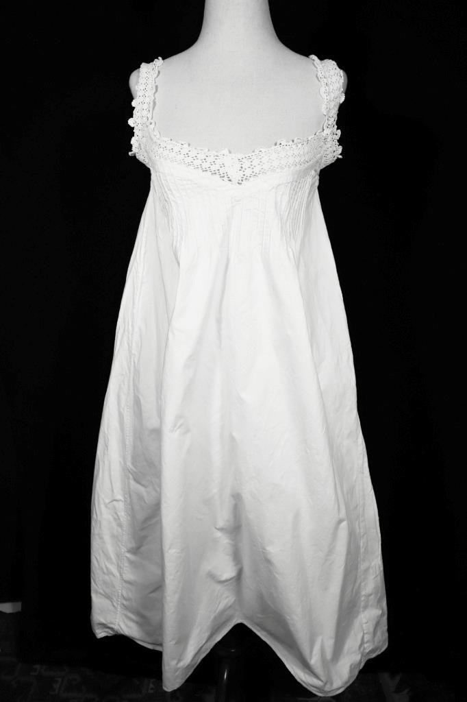Antique Edwardian French White Cotton Night Gown Hand Made Crochet Sm Exc Cond