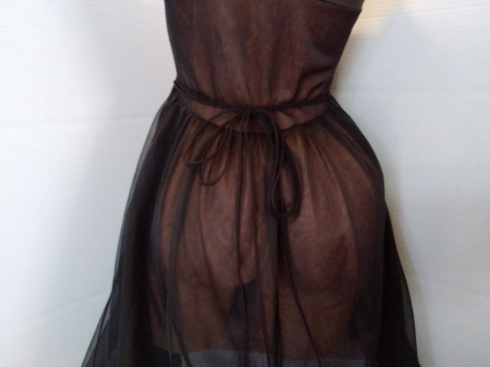 Vintage Elegant Black Kayser Chiffon Nylon Dress Slip Pleated Lingerie Size 32