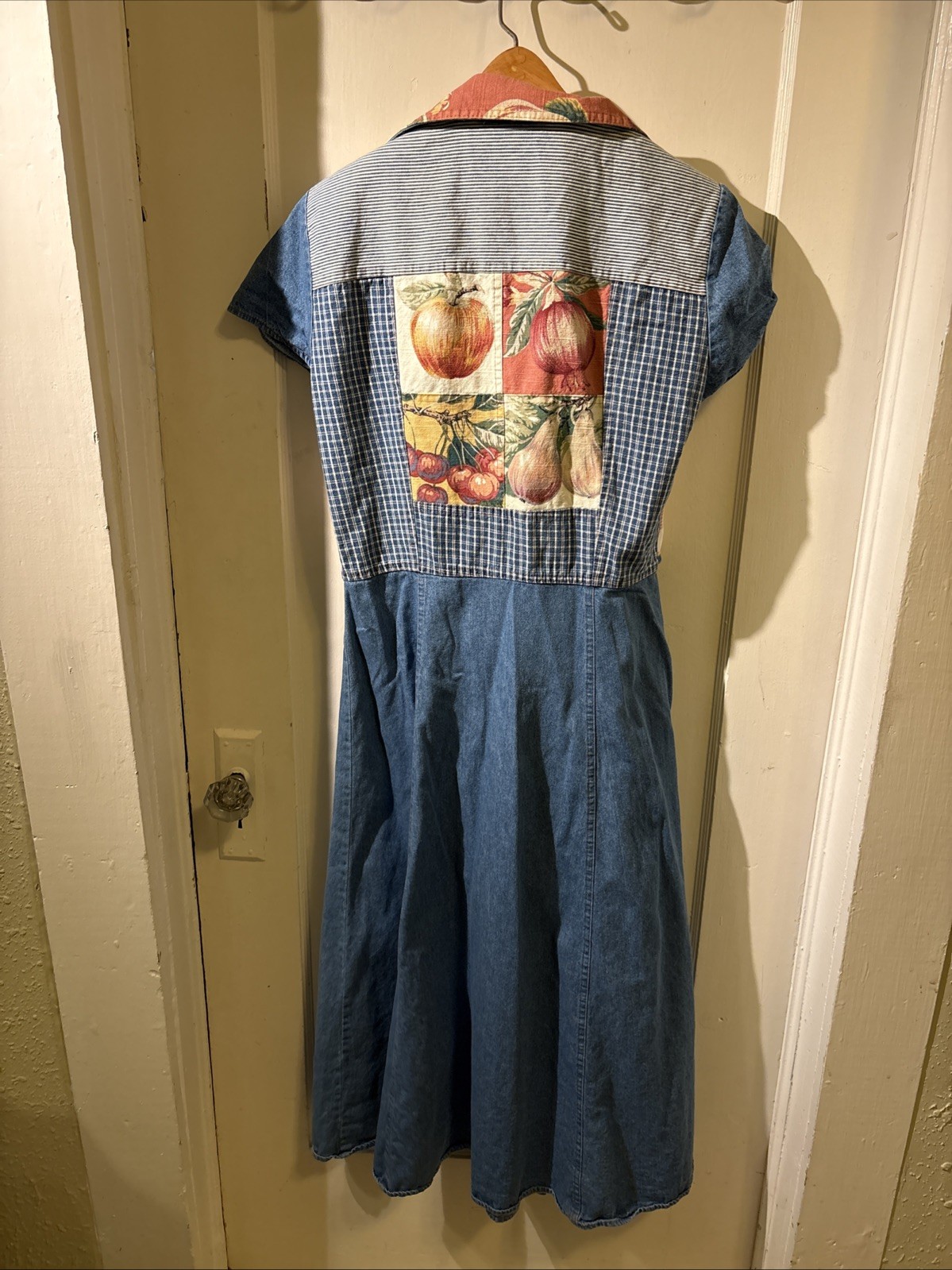 PG Collections Ginger Bort 1990s Patchwork Denim Grunge Dress Size M
