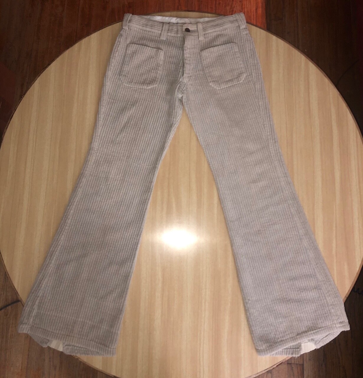 Vtg Late 1960s WB 29×29.5 Light Beige WideWale Corduroy Flared Pants OPTI *Read