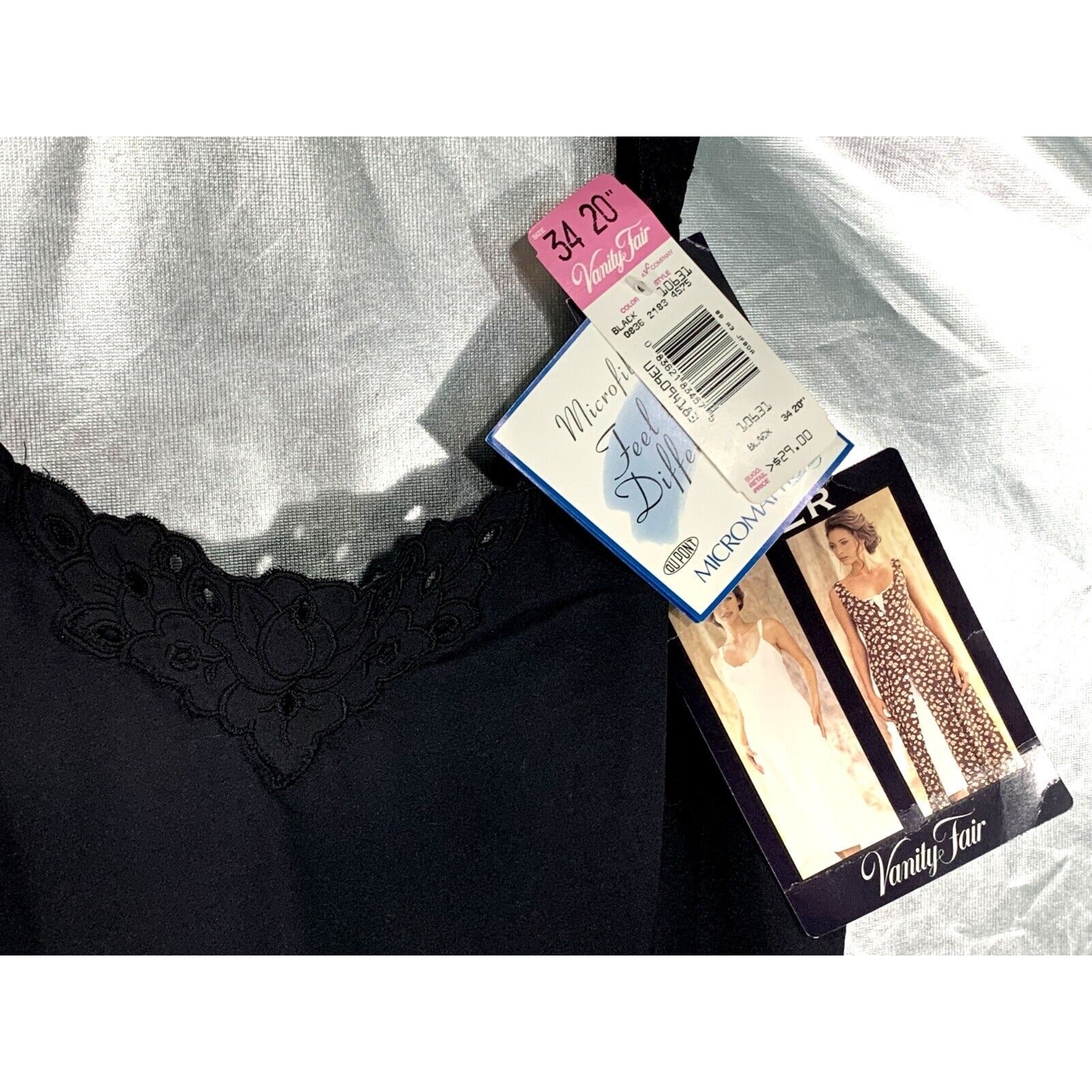 NWT Vanity Fair Slip/Liner Size 34 20” Black Microfiber