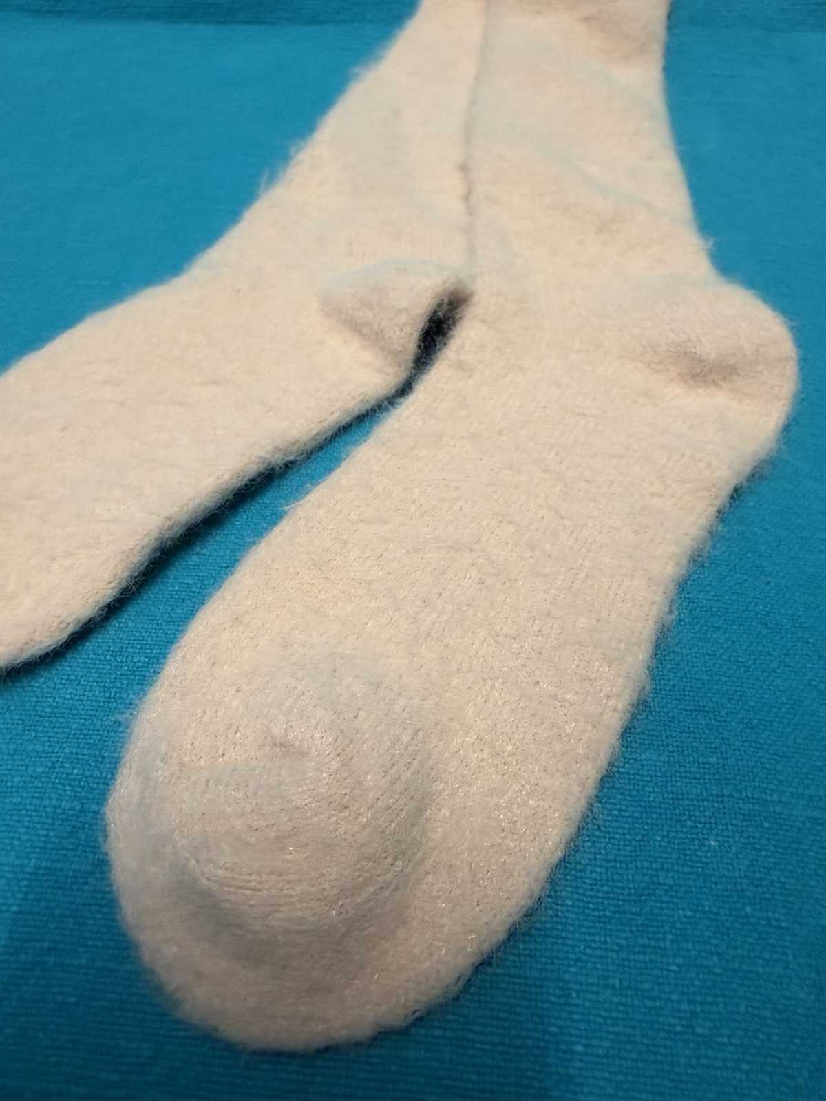 Vintage Ladies Socks Acrylic Crew Peach 8-11 23&Prime; 80&rsquo;s 90&rsquo;s NOS Fuzzy