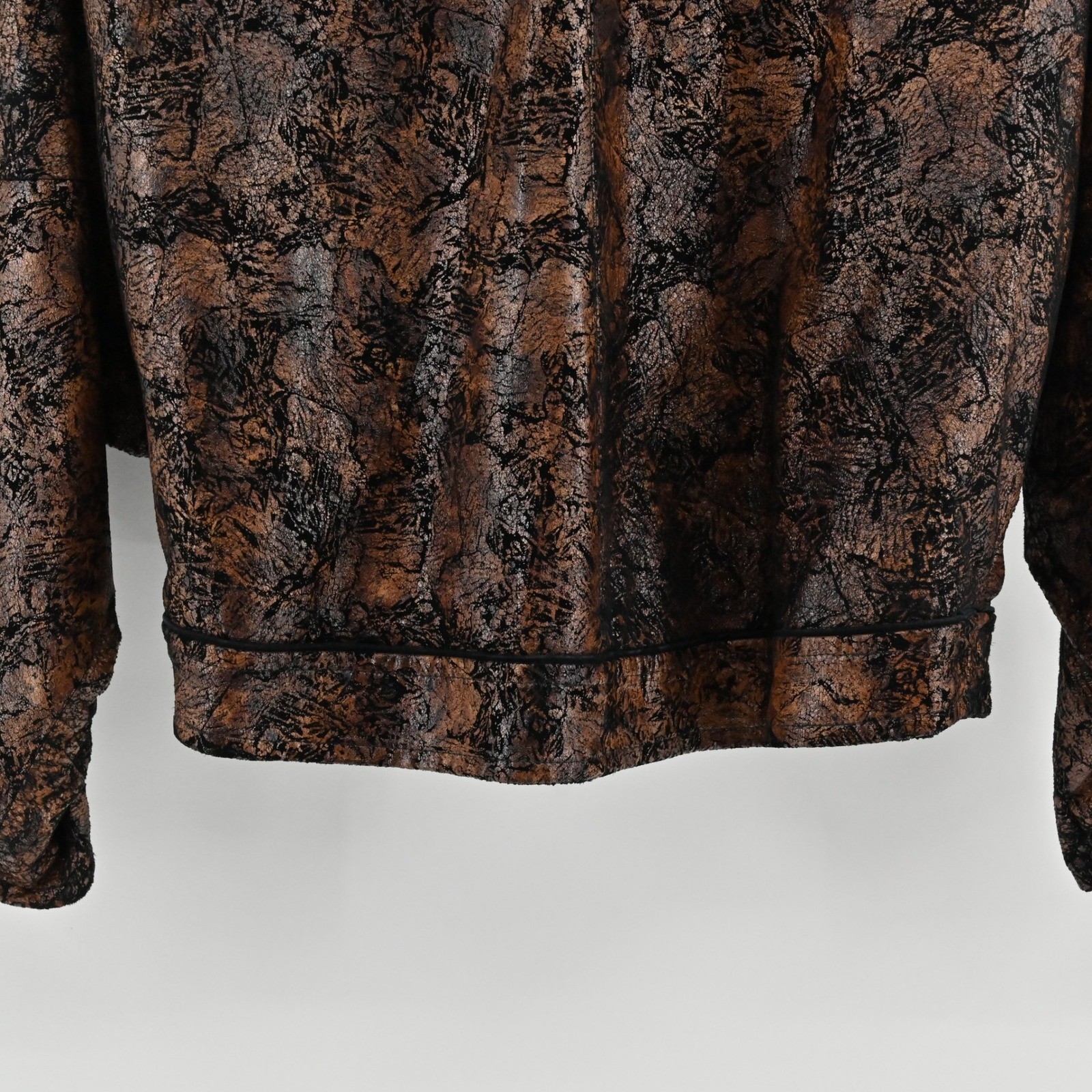 Vintage Parri Firenze Cropped Jacket Size L Brown Black Italy 80s Bomber Indie