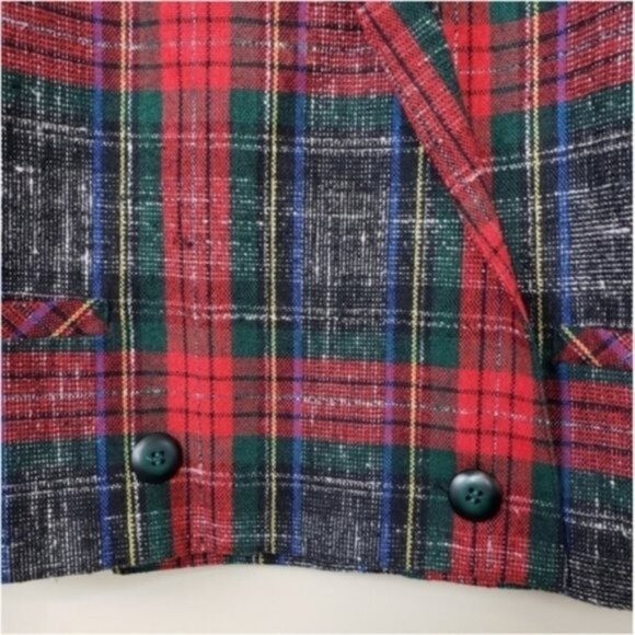 Vintage Paddle & Saddle | Red Green Blue Yellow Plaid Blazer