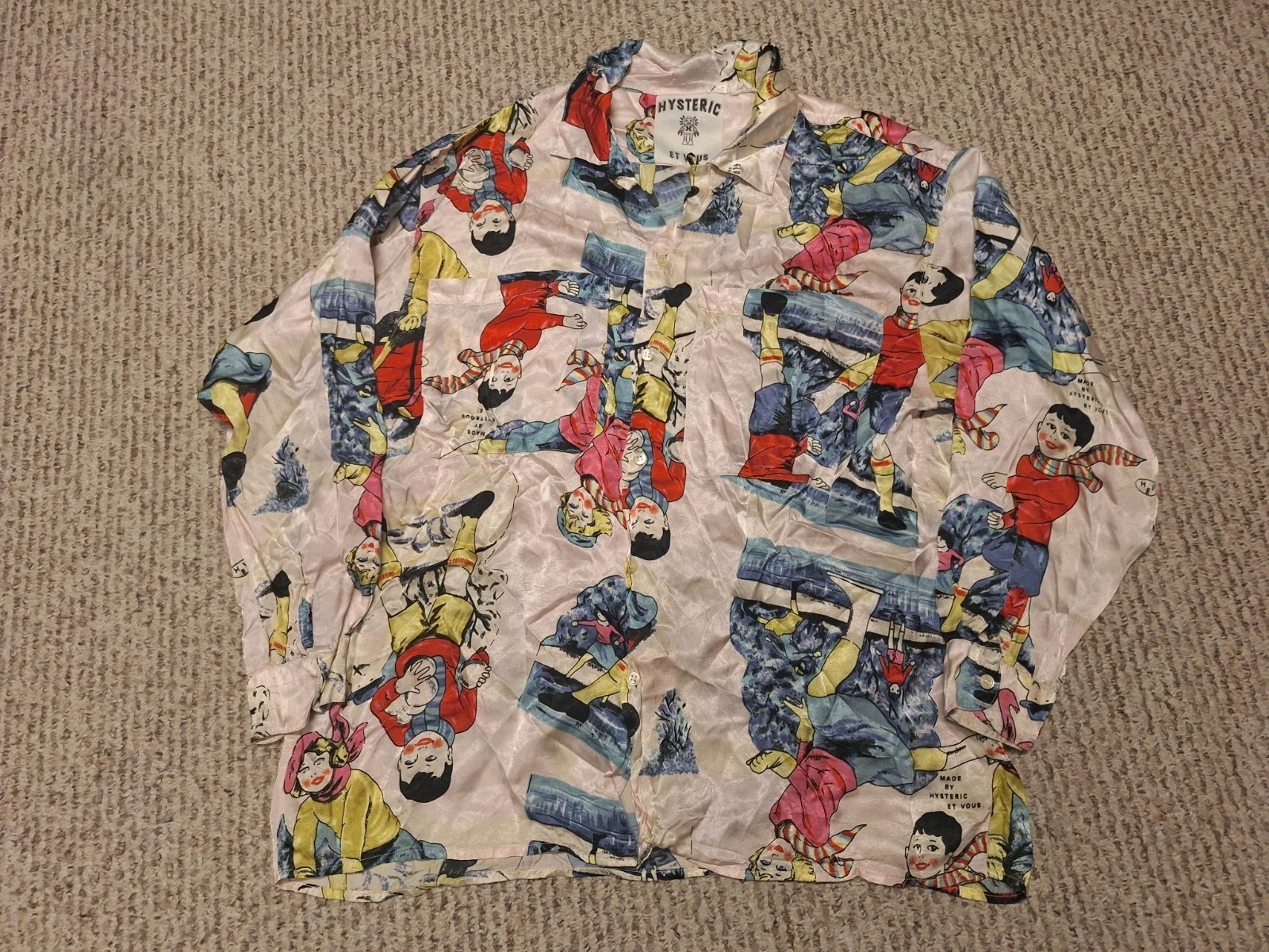 Vintage 80s Hysteric Et Vous Comic Rayon Blouse Cartoon France Retro
