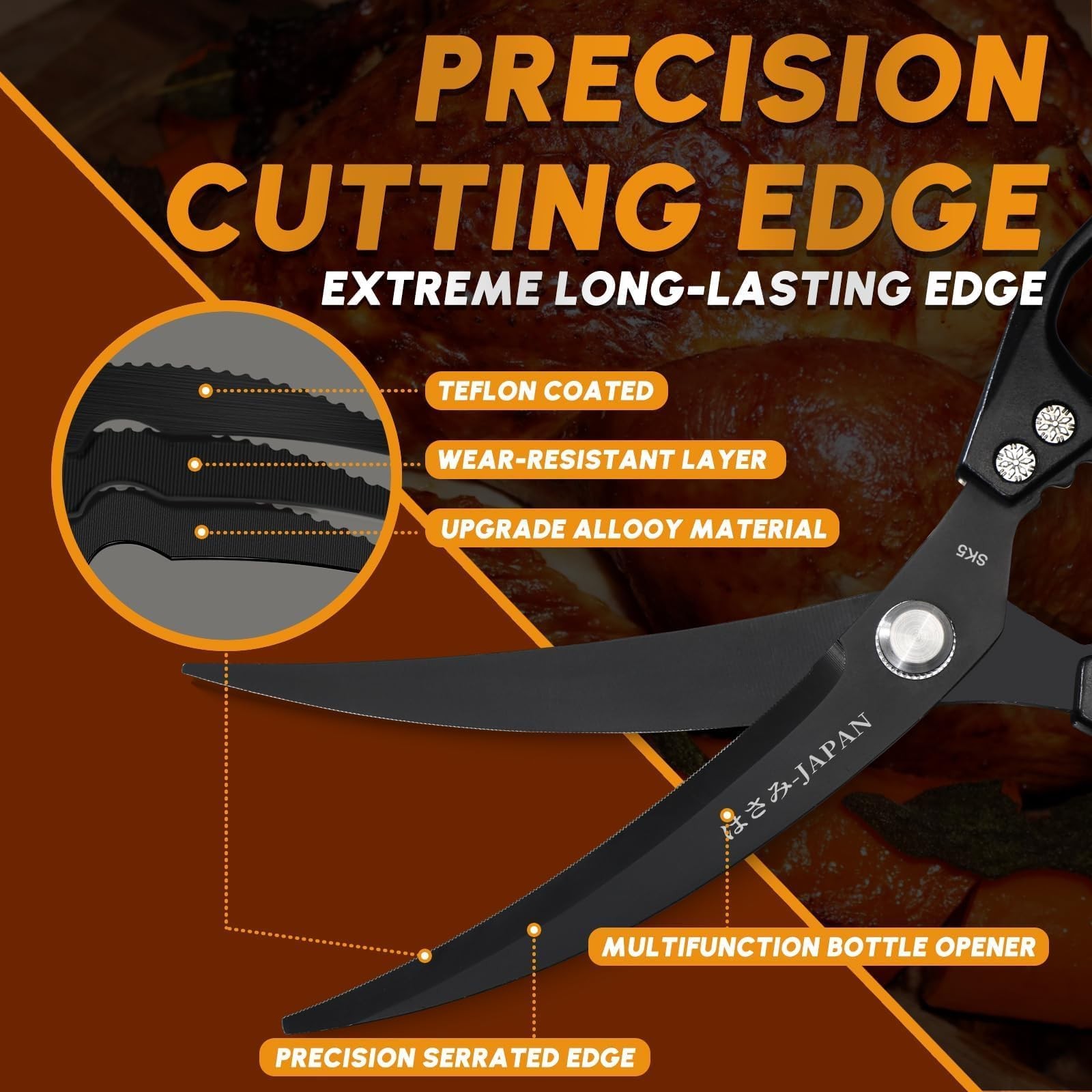 HUUSK Kitchen Scissors Set – Stainless Steel Kitchen Shear, Sharp Meat Scissors