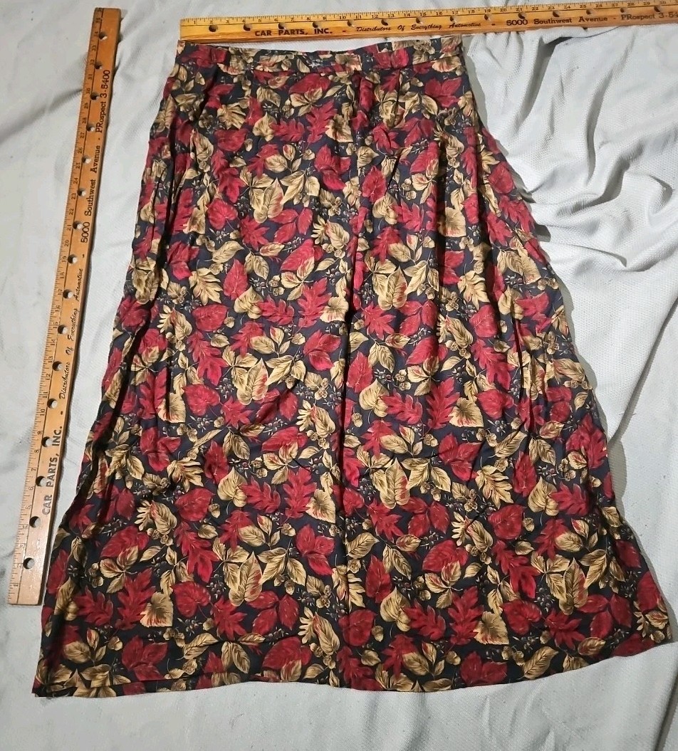 Vtg Pendleton Skirt Womens Sz 18 Red Floral Button Zip USA Made A-Line Academia