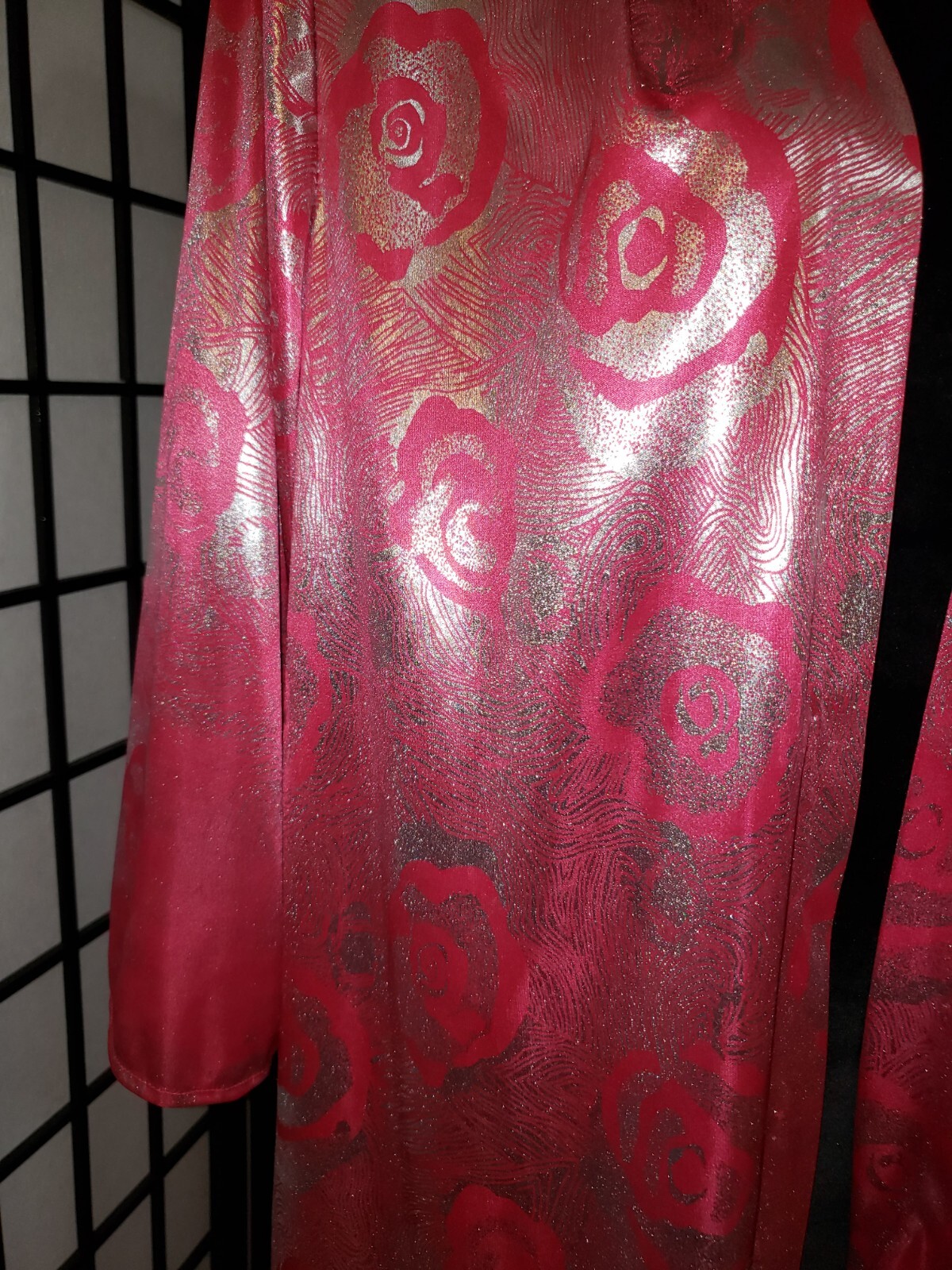 ​VTG Risa Ann New York Duster Jacket 16.5 Pink Metallic Floral Evening 90s