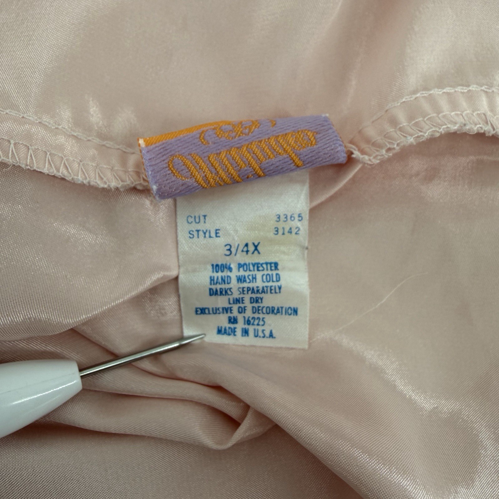 Vtg 80s Intimate Attitudes Plus Size 3X 4X Pink Satin Lace Nightshirt USA 3142