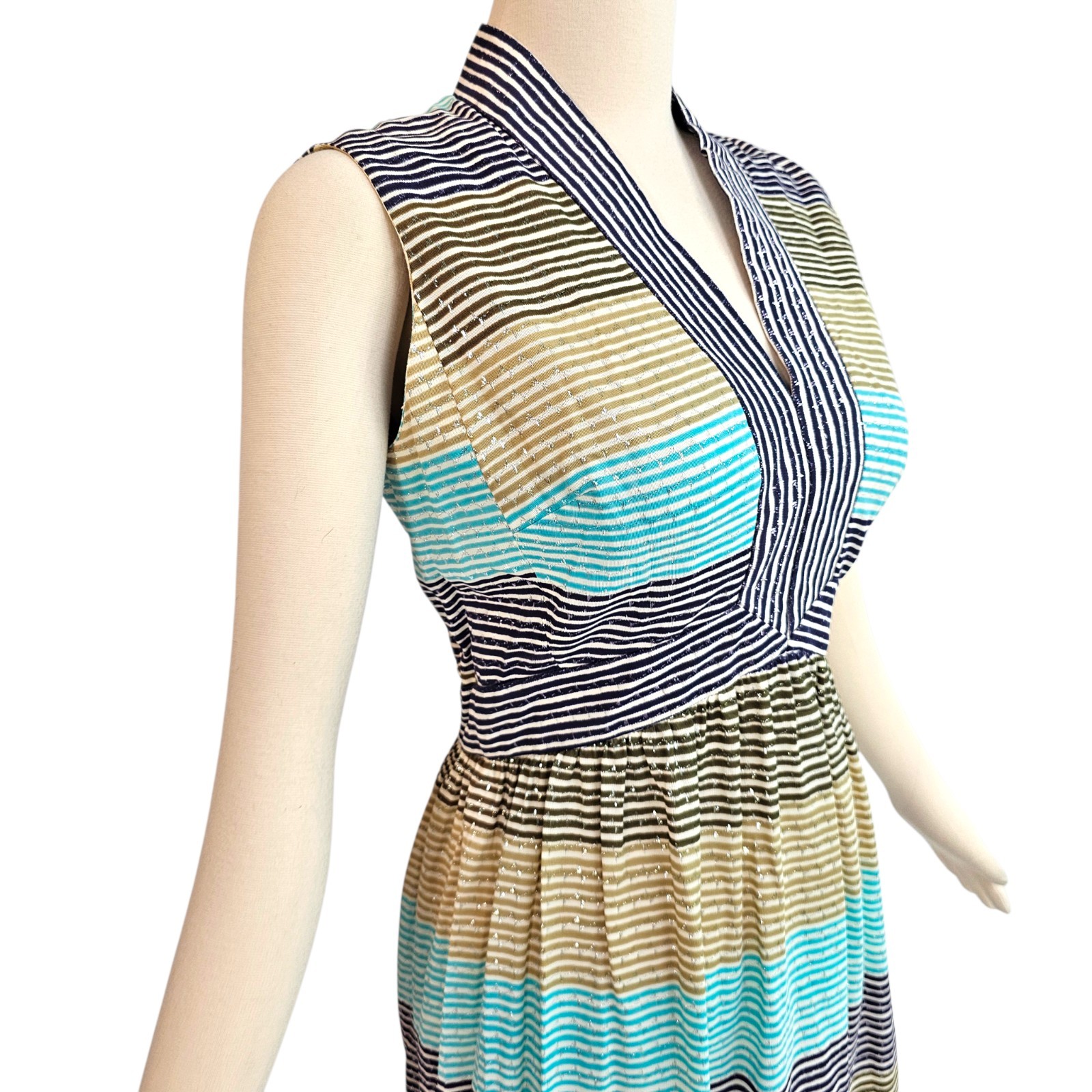 Vintage 1960s 70s Dress Sundress Striped Tiered Young Dimensions Romantica
