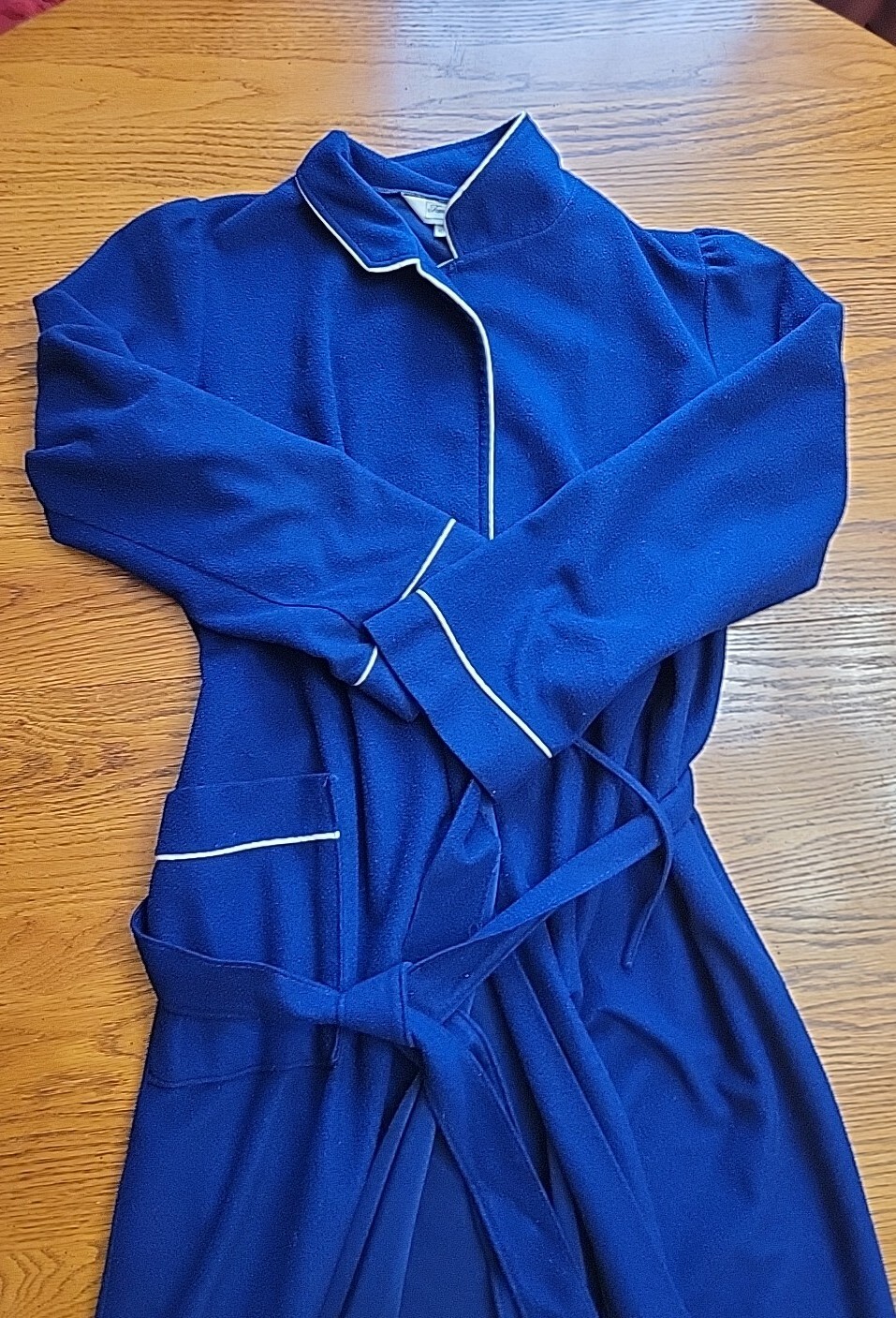 Lounge Bath Robe Navy Blue Medium Famous Bodies 12-14 ILGWU Union Vtg USA READ