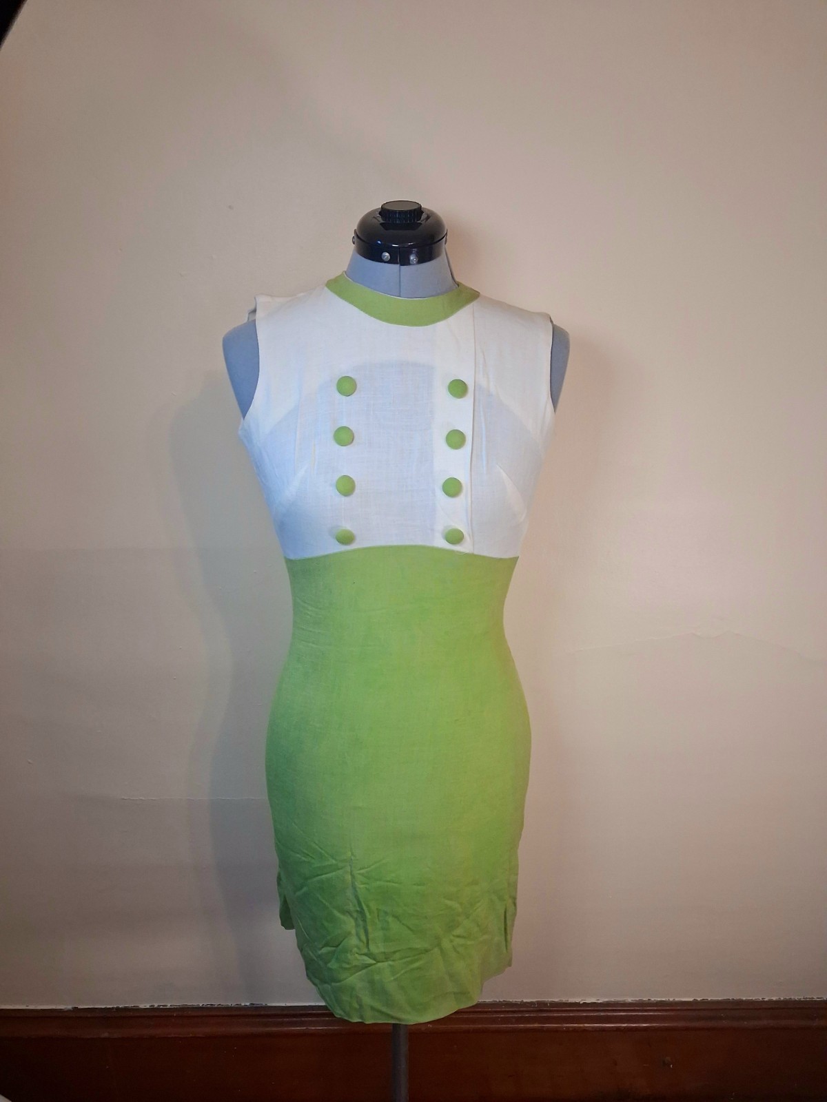 Vintage 1960s Mod Gogo Dress, Tailored Pencil/wiggle Colorblock Dress Sz XS