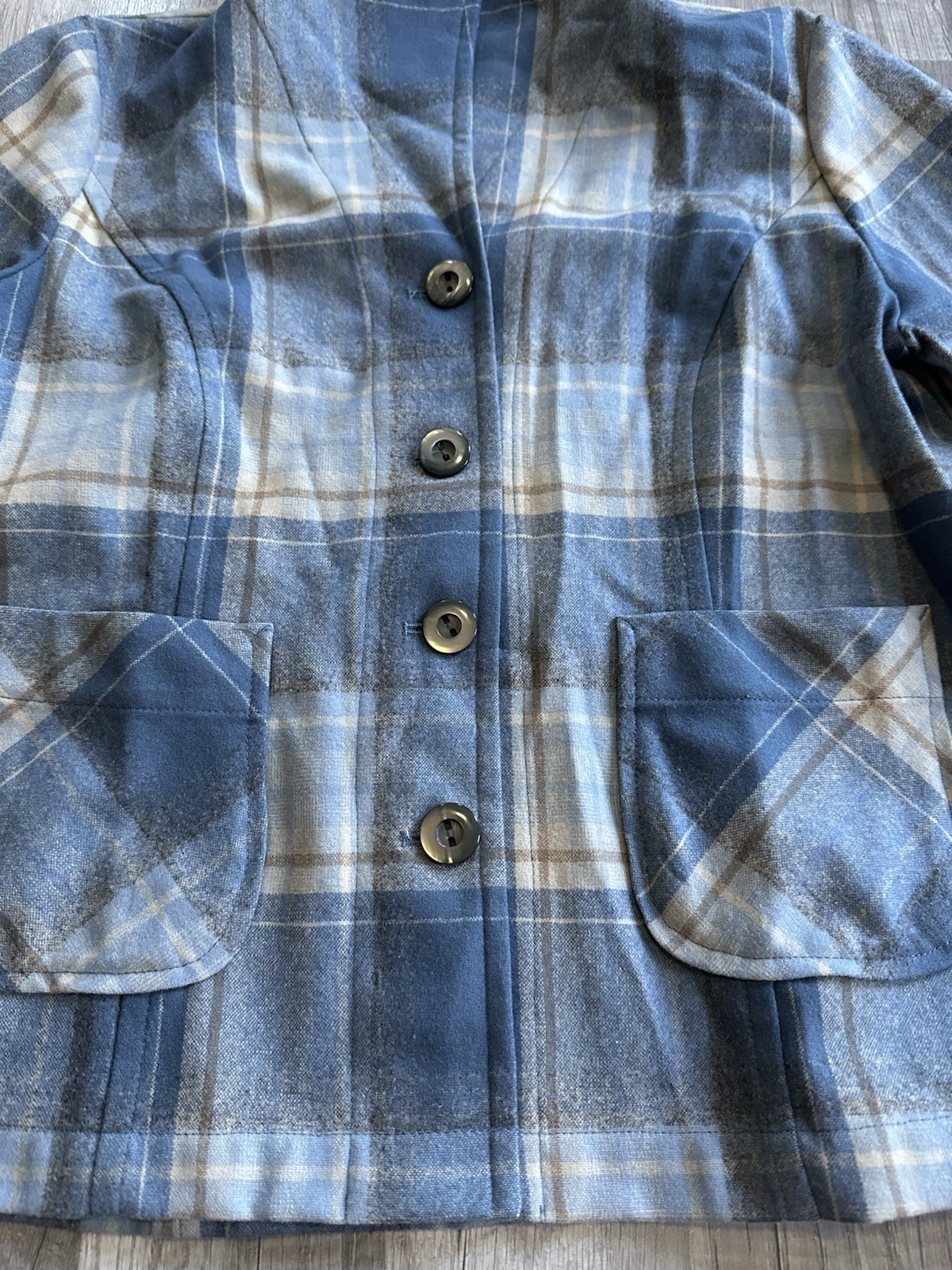 Vintage Pendleton Petite Blue Plaid Wool 49er Jacket Made In USA Medium Button