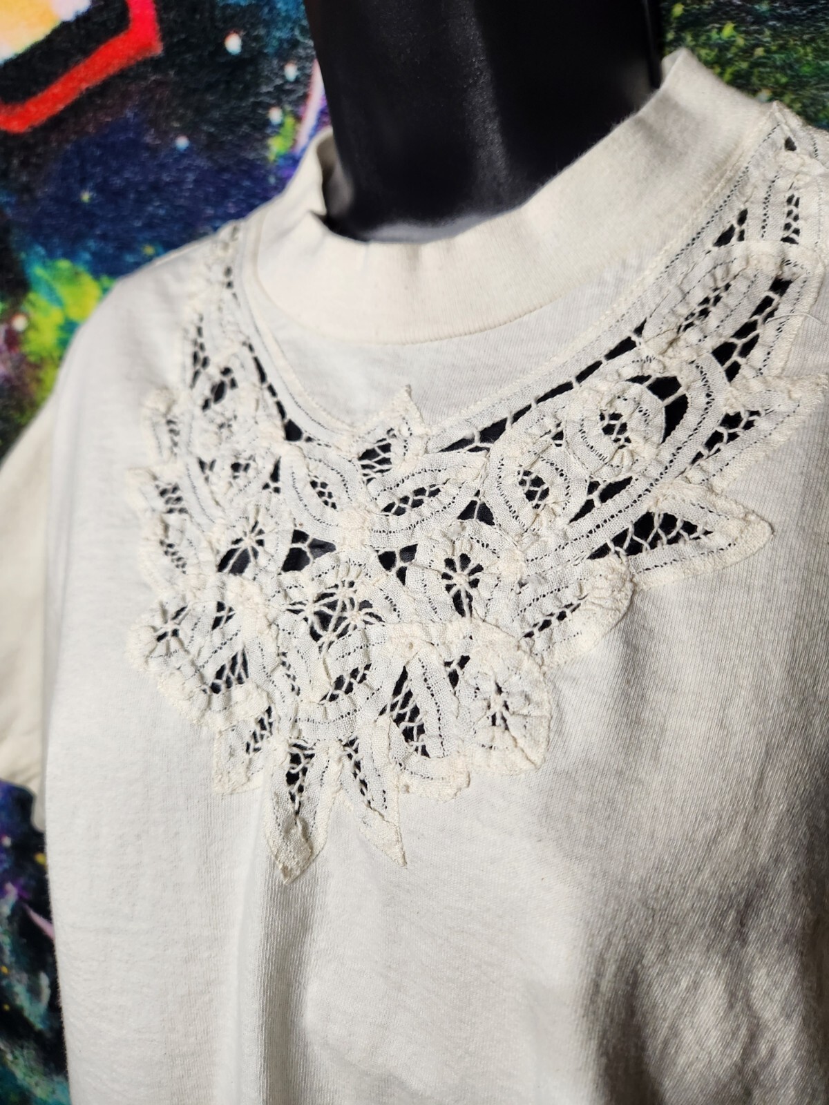 Oneita Power-T – Beige | Embroidered Single Stitch Shirt Women&rsquo;s Size M USA Made
