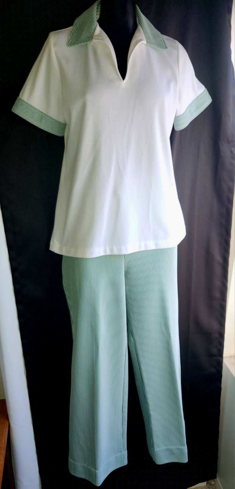 Costume Nerd Barbie Prep Vintage 70&rsquo;s Stripe Stretch Pant Suit Pants Top Set 14
