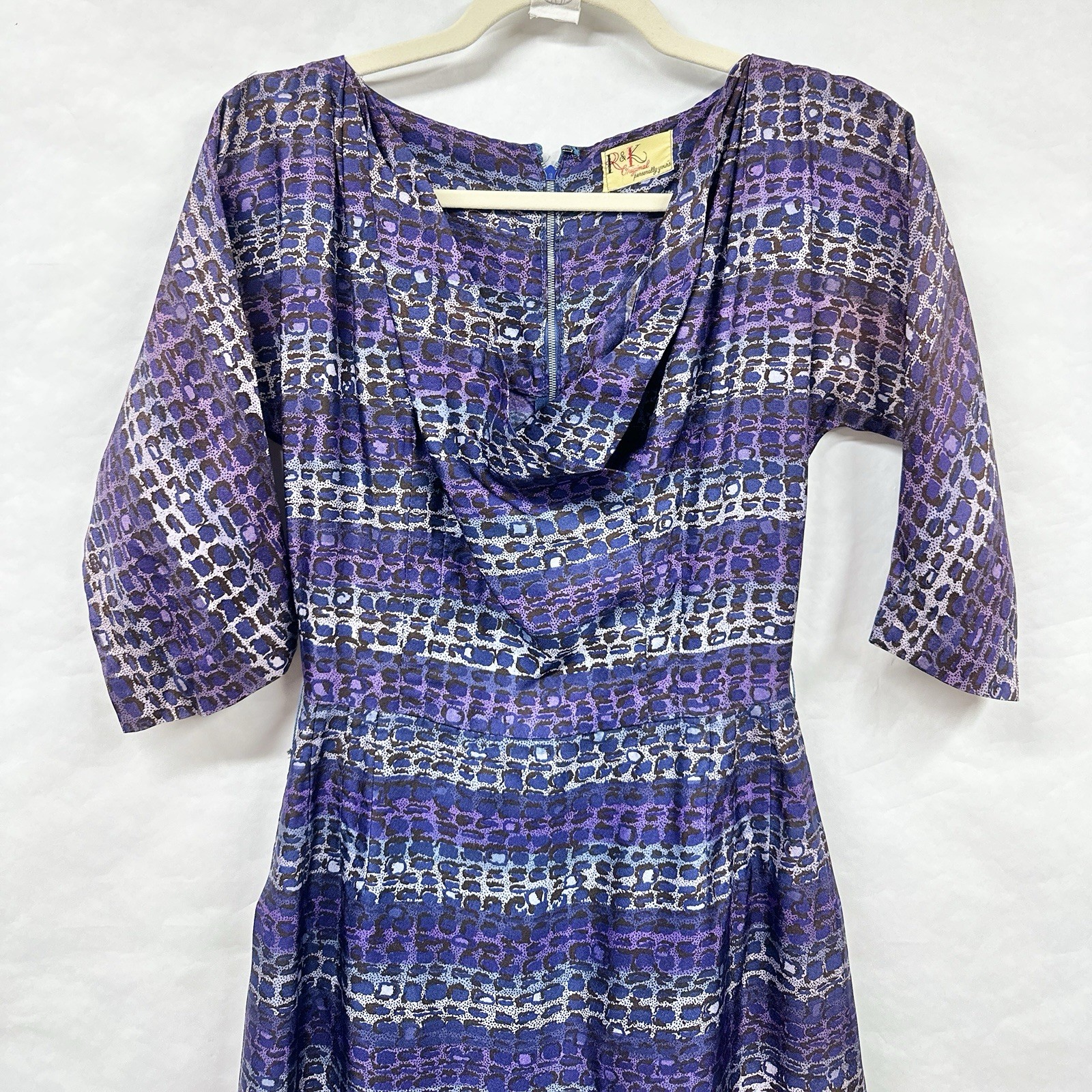 Vintage 60s Shirtwaist Dress Small Purple Abstract Stripped R&K Originals