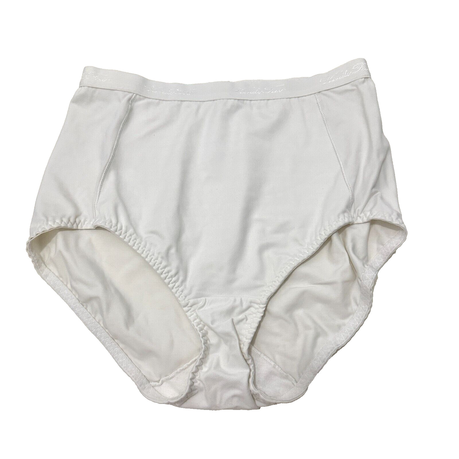 Vintage Vanity Fair Brief Panty Sissy White 2XL Elastic Logo Waist Rear Seam
