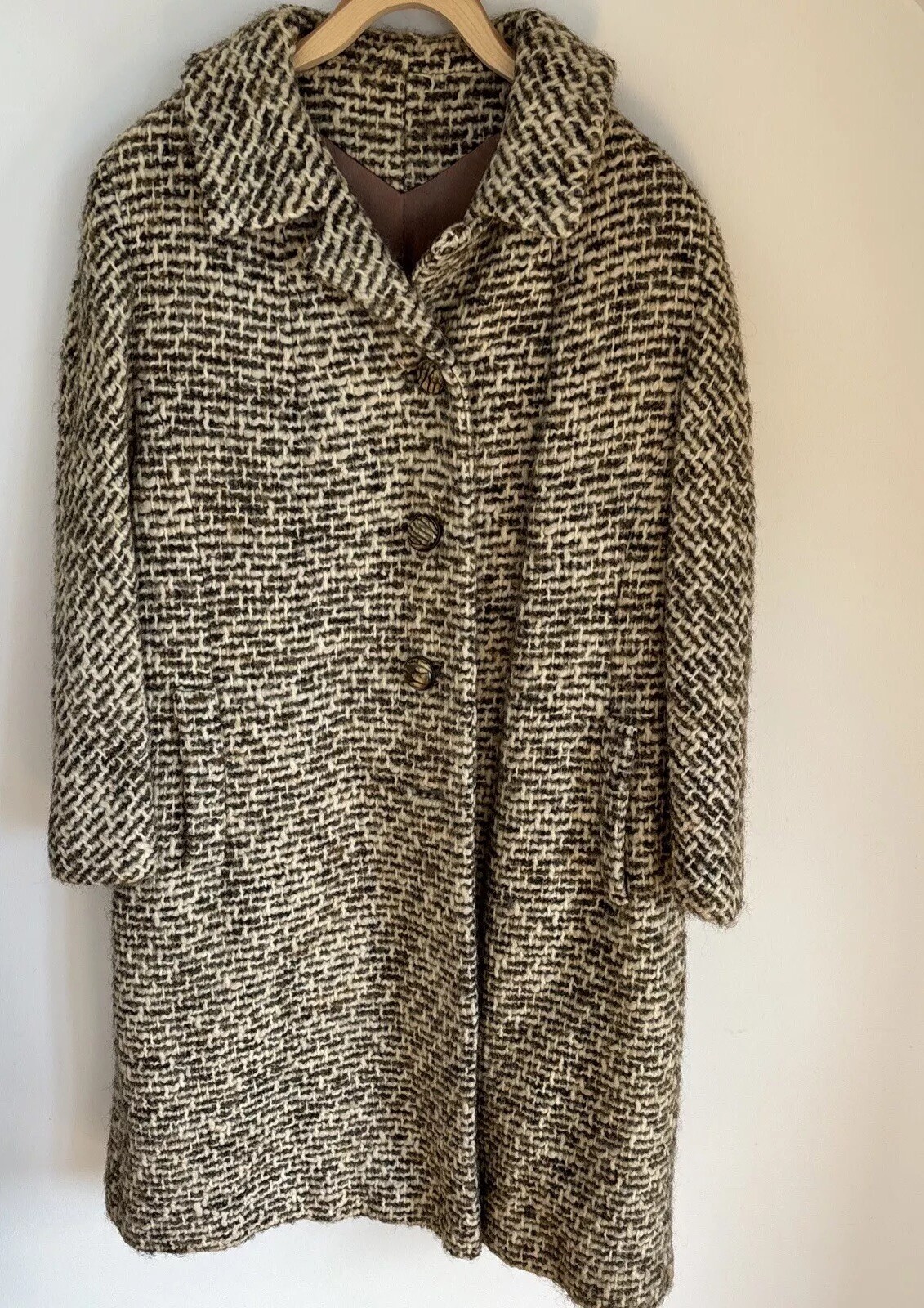 Herbert Bass Wool Coat M* Big Buttons Union Label True Vintage Boucle Nubby