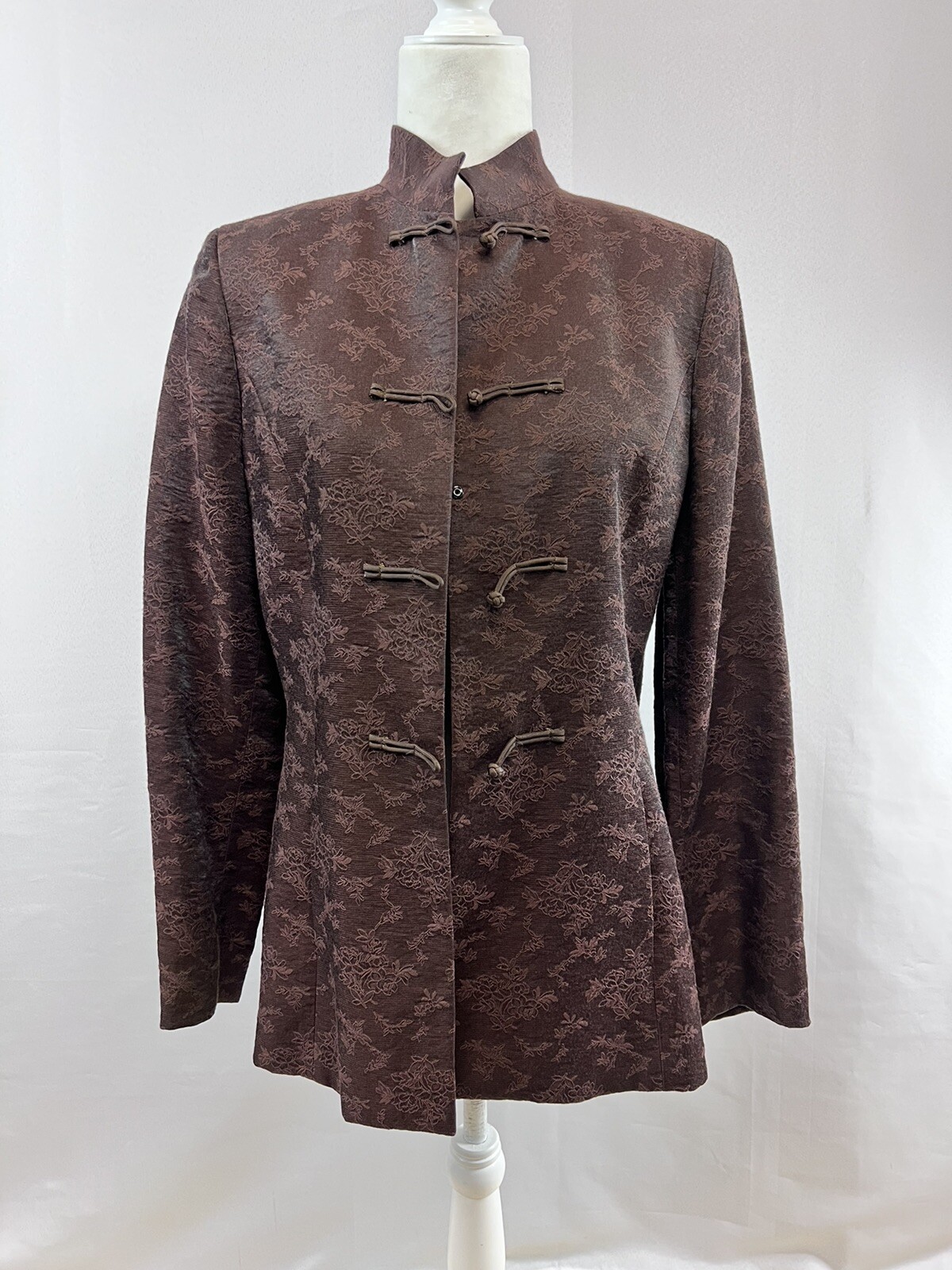 Brocade Jacquad Floral Print Embroidered Blazer Vintage IKCB Tang Jacket