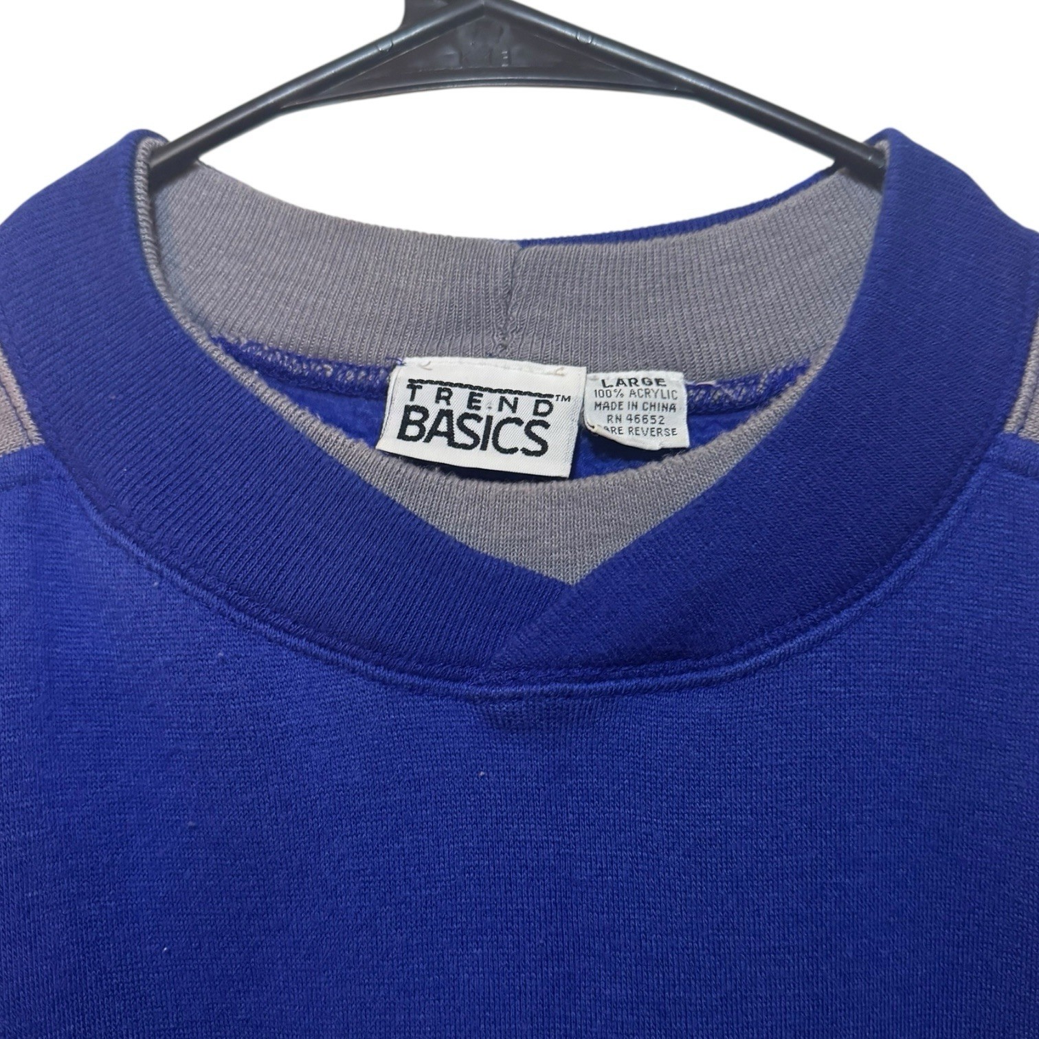 Vintage Trend Basics Color Block Crewneck Sweatshirt 80/90s Retro SZ L Blue Pink