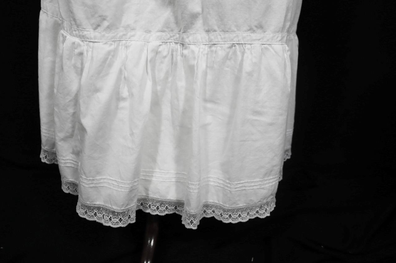 Rare Antique Victorian French Long Cotton Petticoat Size XL 50&Prime; Waist