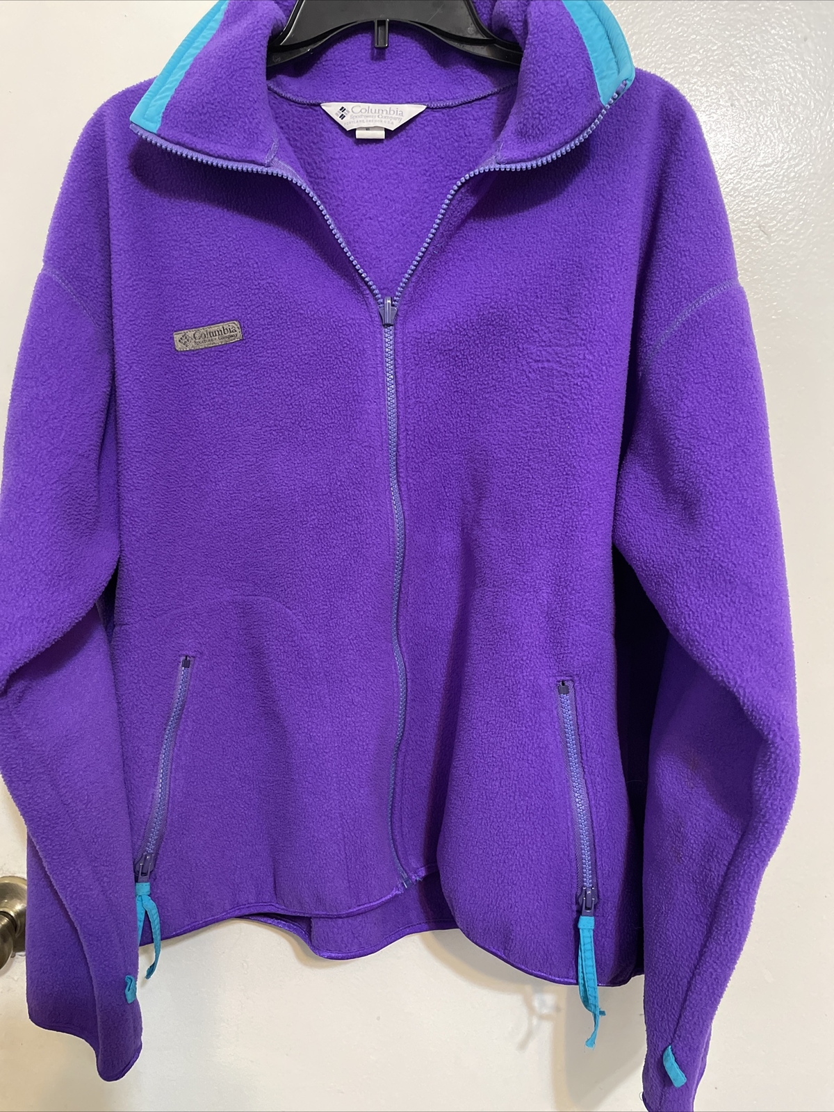 VINTAGE Columbia Sportswear Purple Full Zip Fleece USA Ladies XL 90s 80’s