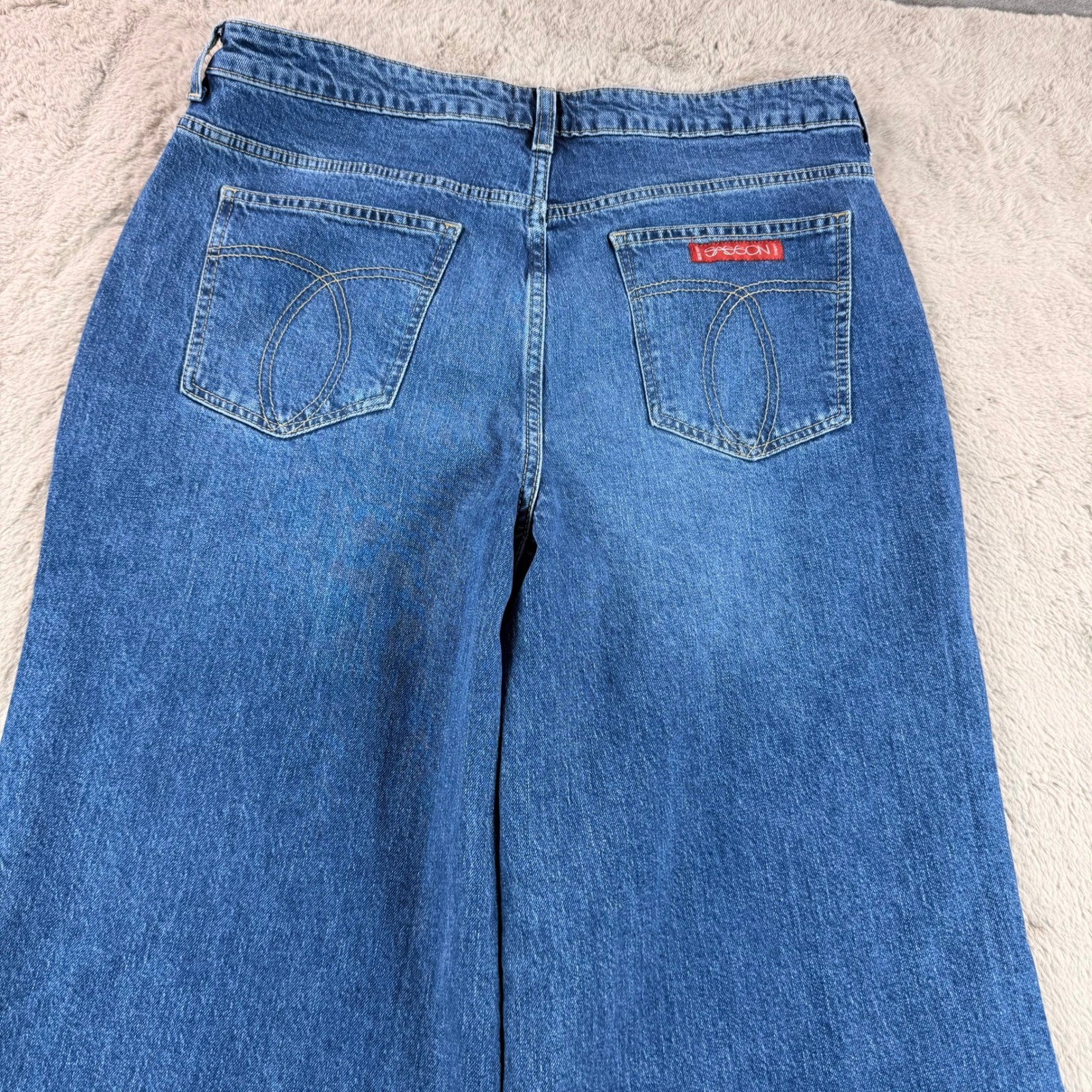 NWT Johnny Was Jaxon Lumiere Wide Leg Jeans Vintage Blue Pocket Size 33 $198