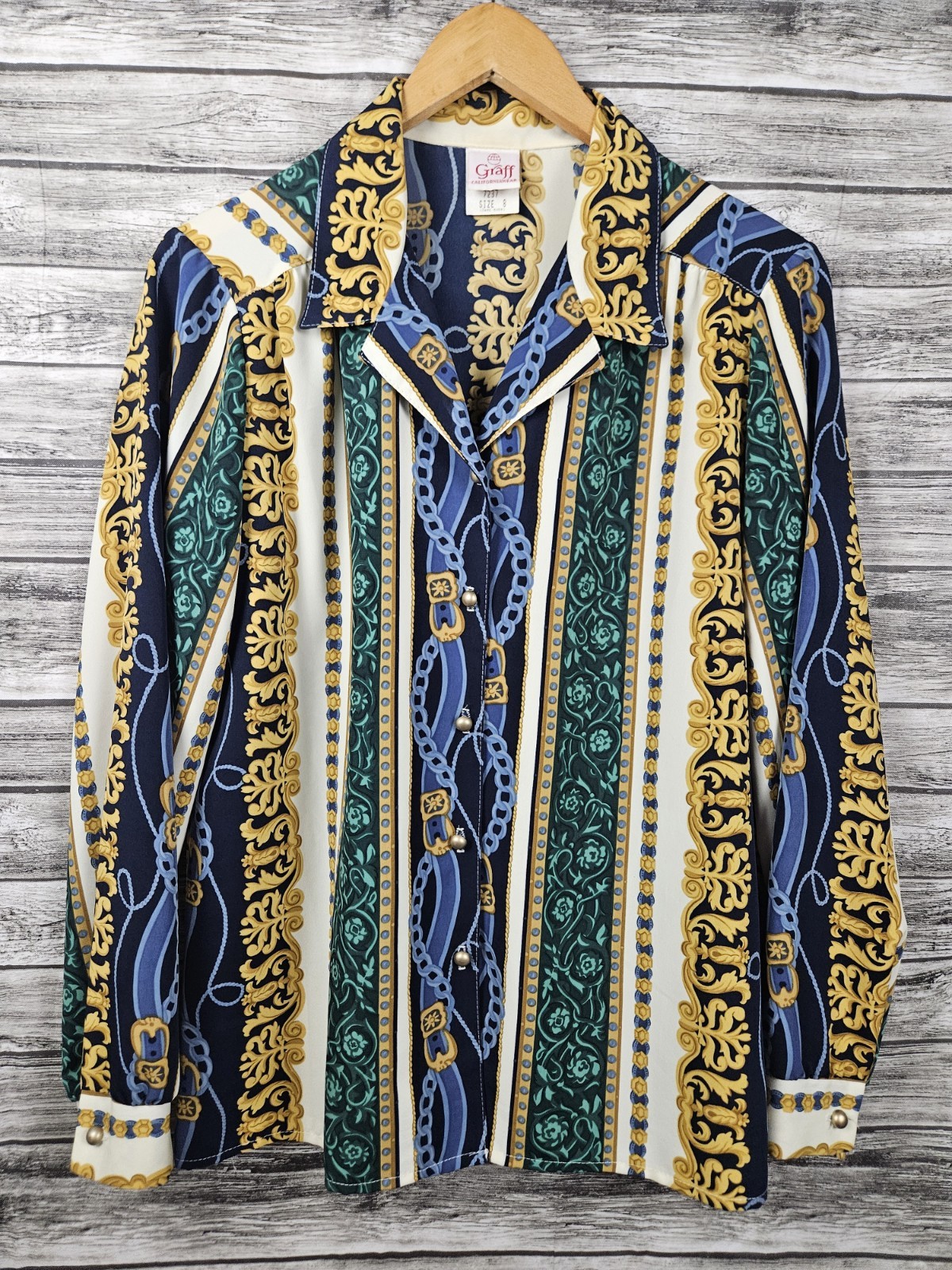 Vintage Graff Californiawear Women&rsquo;s 8 Stripe Mix Patterns Longsleeve Top