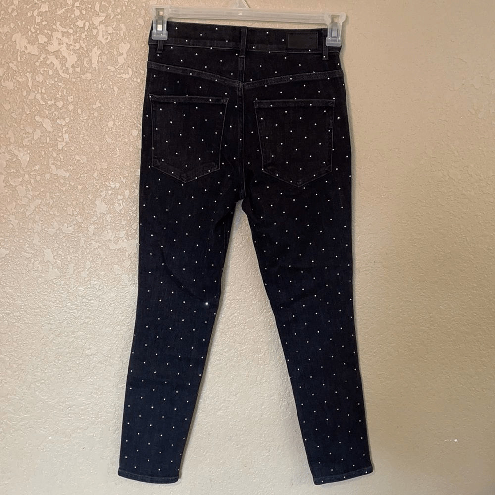 Express Black Rhinestone High Rise Ankle Skinny Jeans 4 Short NWT