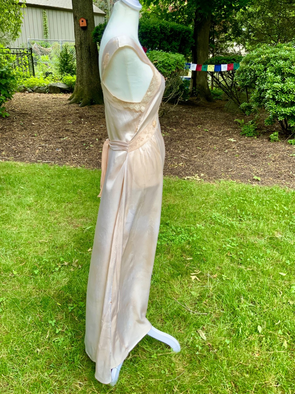1930s Silk Chiffon Hostess Gown | Blush Pink Boudoir Dress | Restored 30D