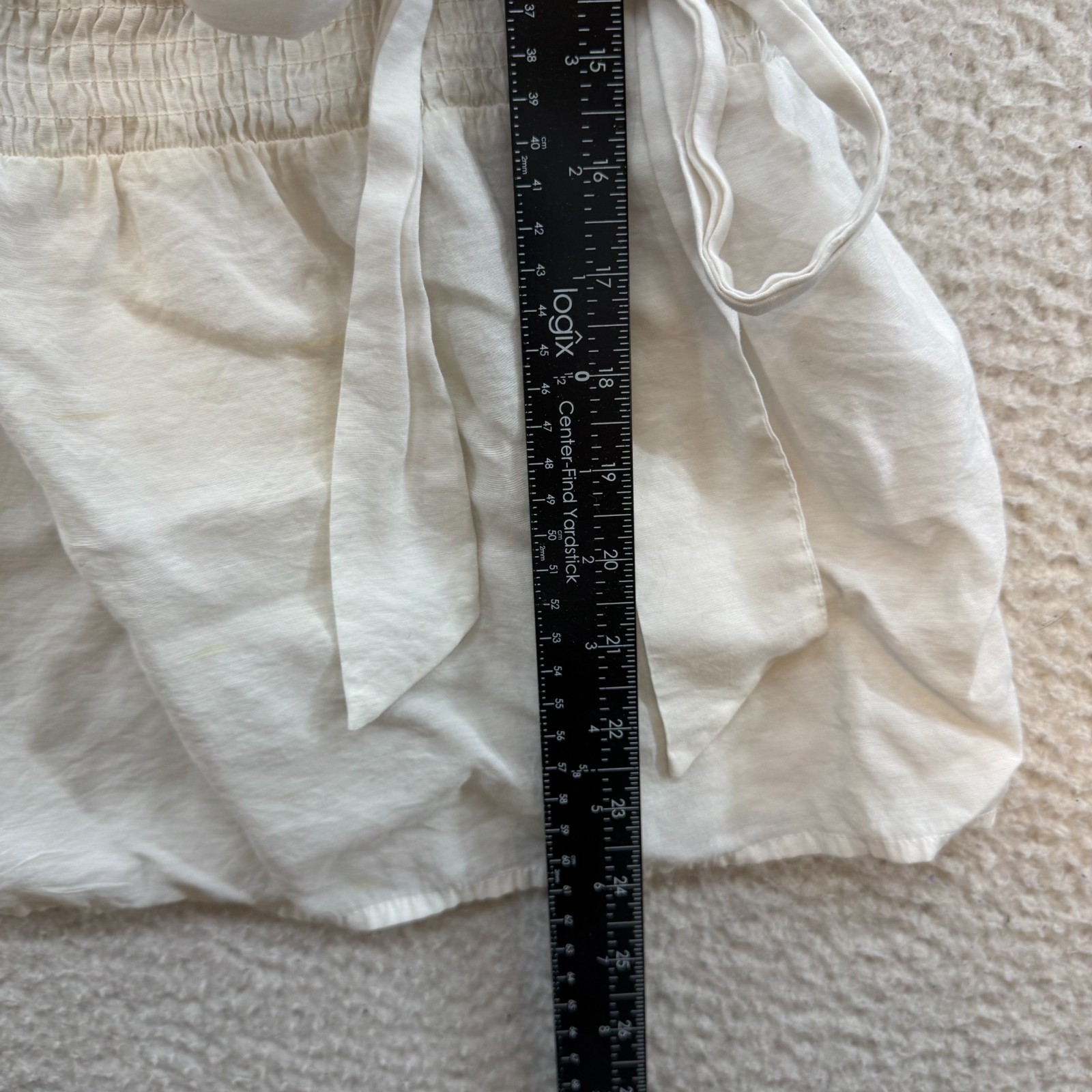 Y2K Vintage Top Blouse Medium White Ruffle Sleeveless Wrap Coquette Boho Fairy