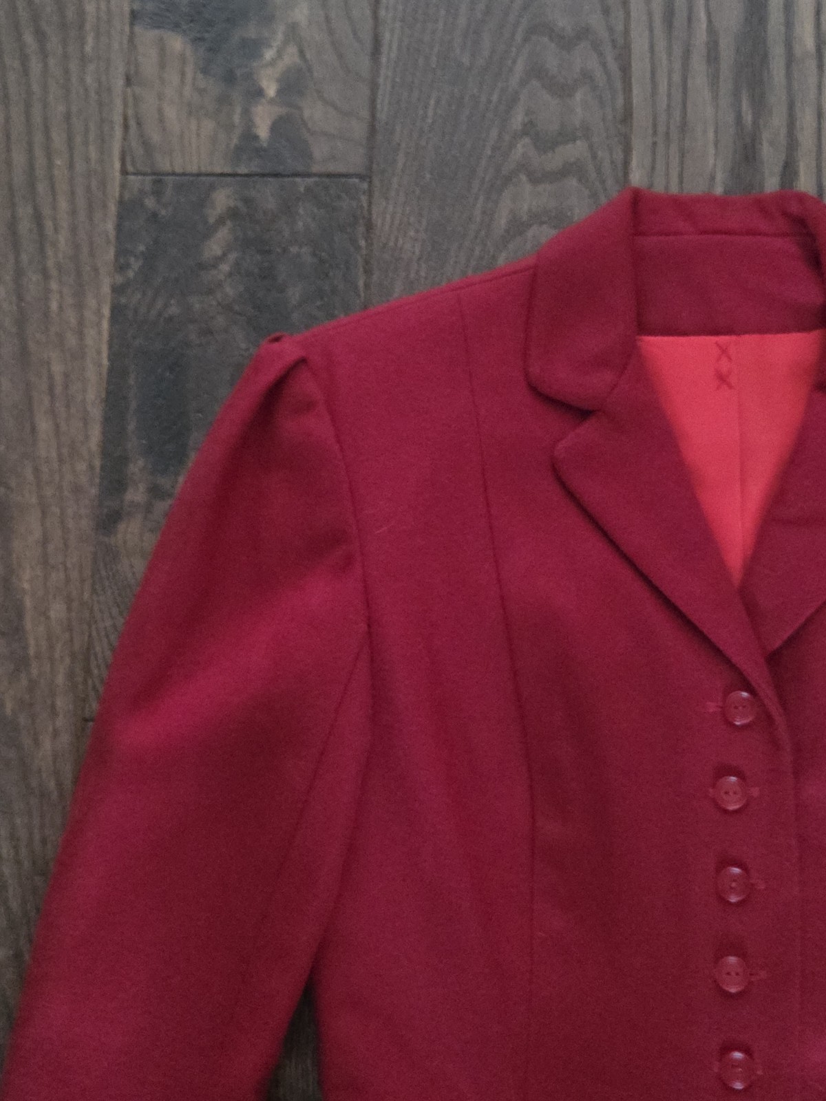 Vintage 1940s 1950s Red Wool Cropped Blazer Jacket Fitted Nipped Pinup No Label